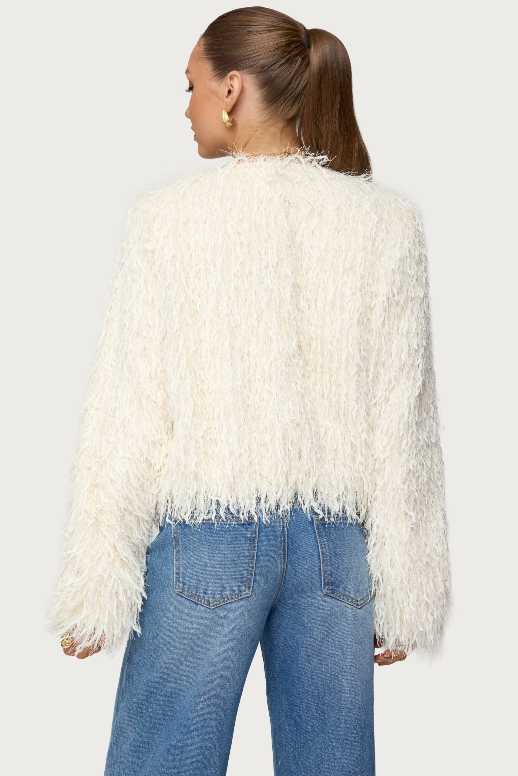 Aleandra Fringed Faux Feather Jacket - Image 5