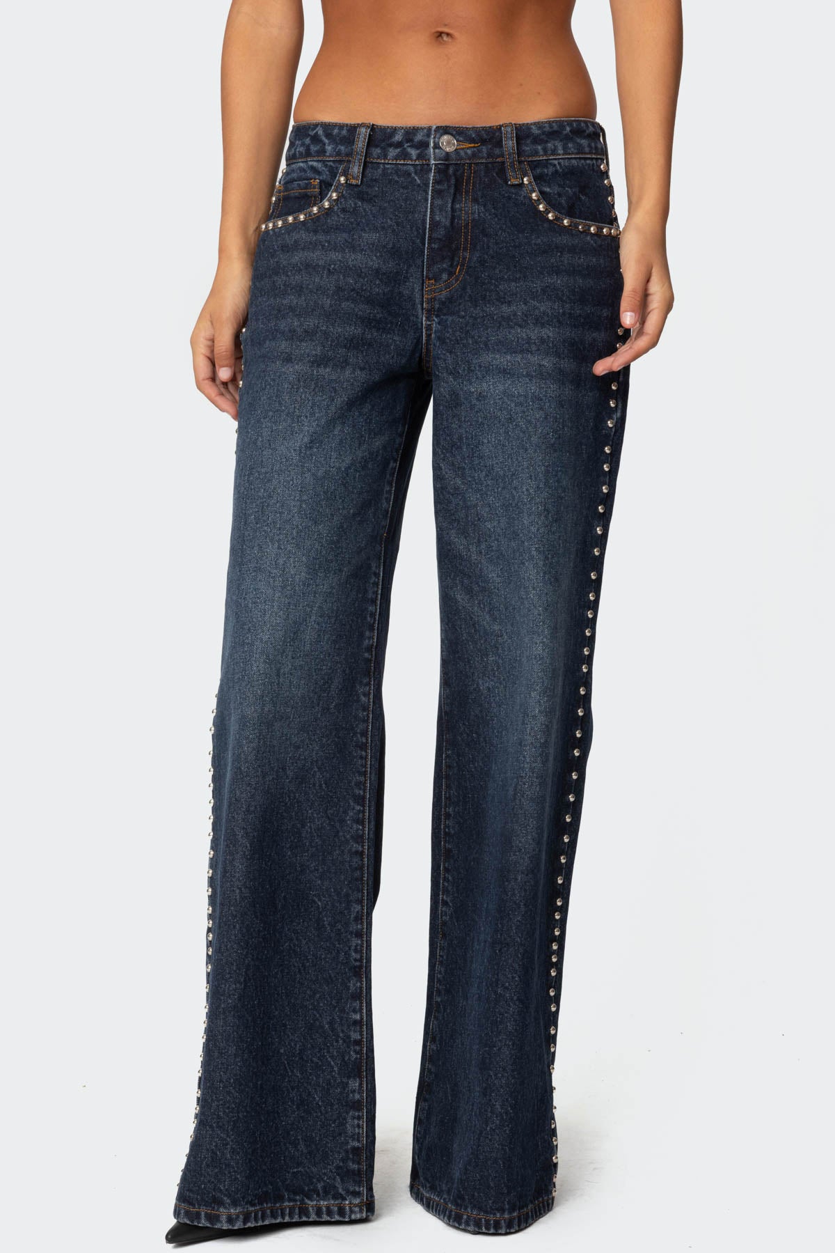 Stassie Studded Low Rise Baggy Jeans - Image 4