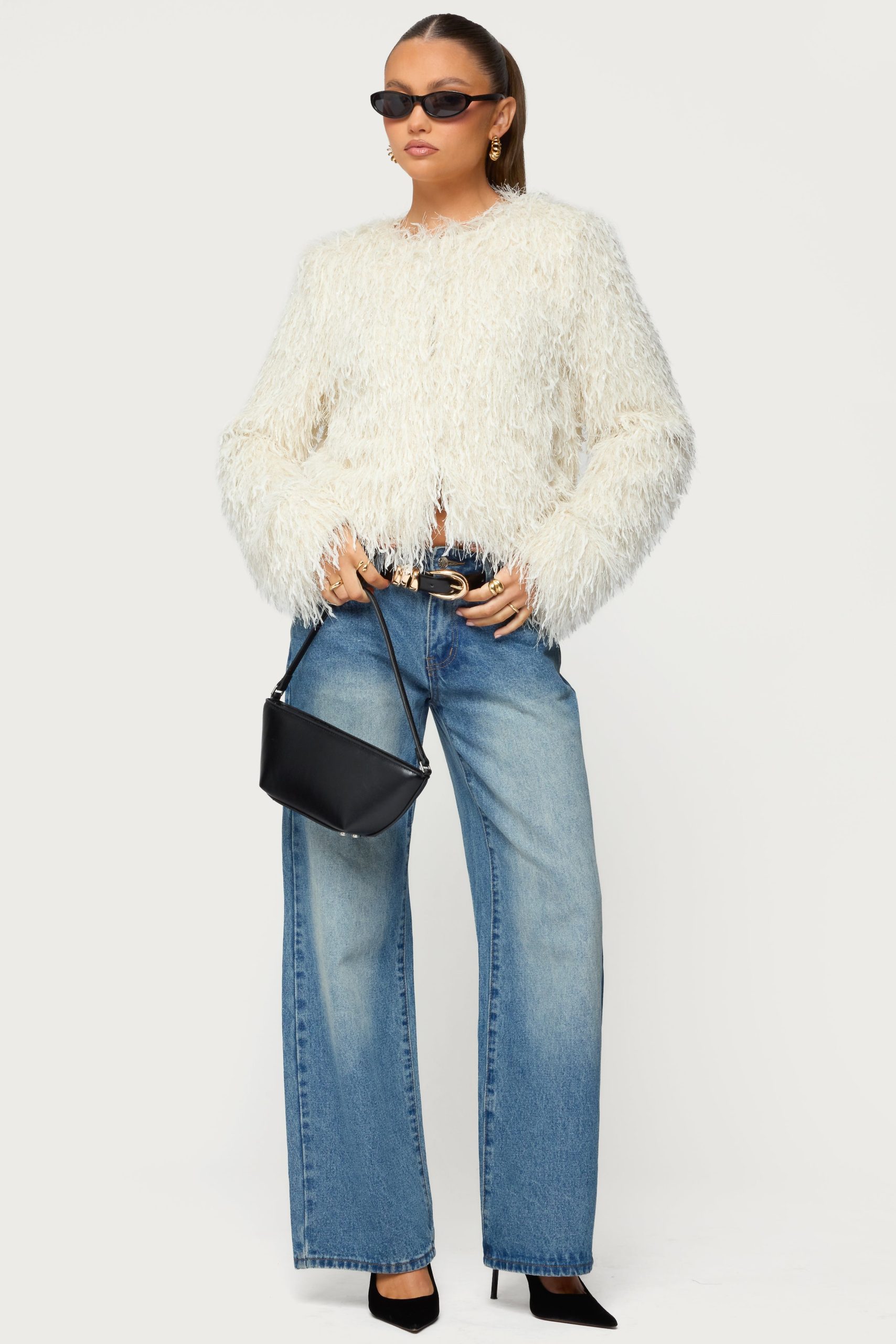 Aleandra Fringed Faux Feather Jacket - Image 2