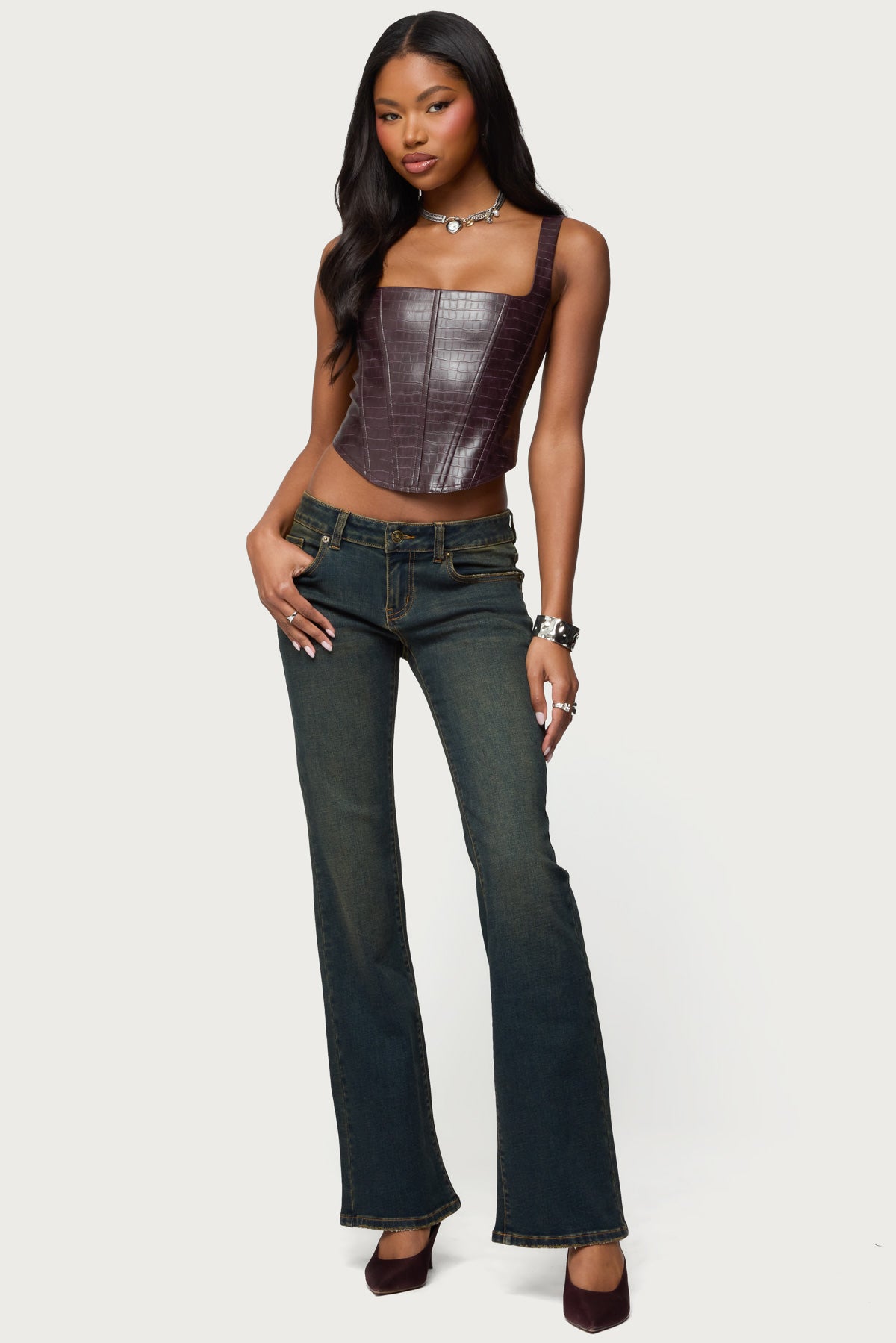Shana Faux Croc Corset - Image 2