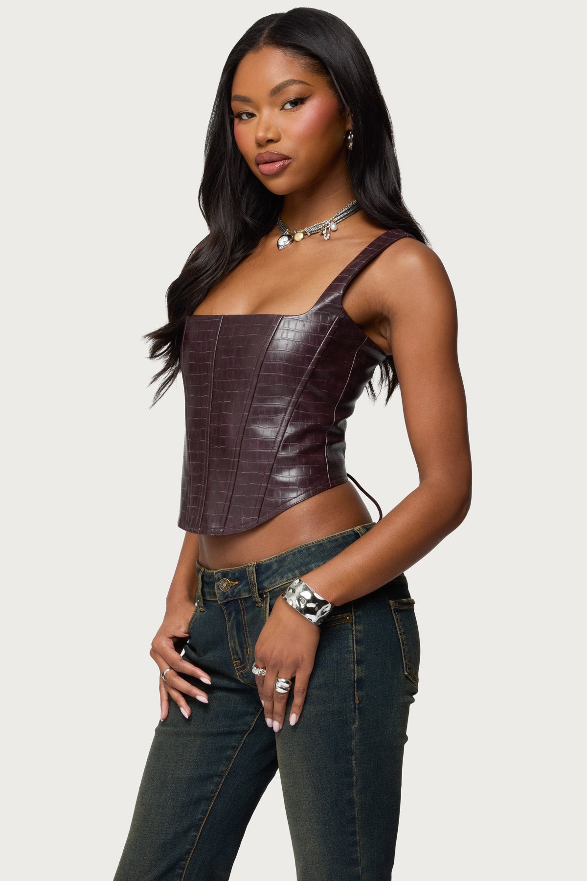 Shana Faux Croc Corset - Image 3
