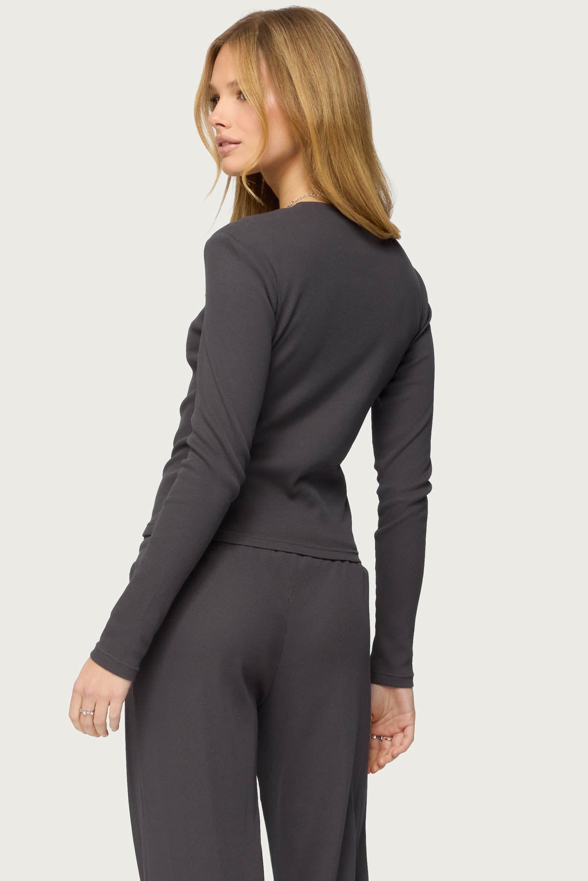 Cicilia Long Sleeve Ribbed T Shirt - Image 5