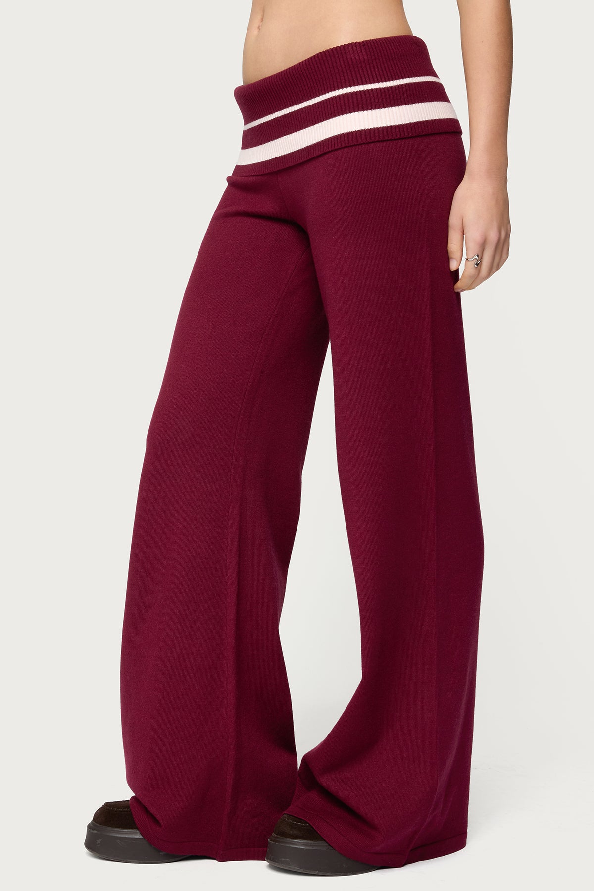 Kaliya Stripey Foldover Knit Pants - Image 3