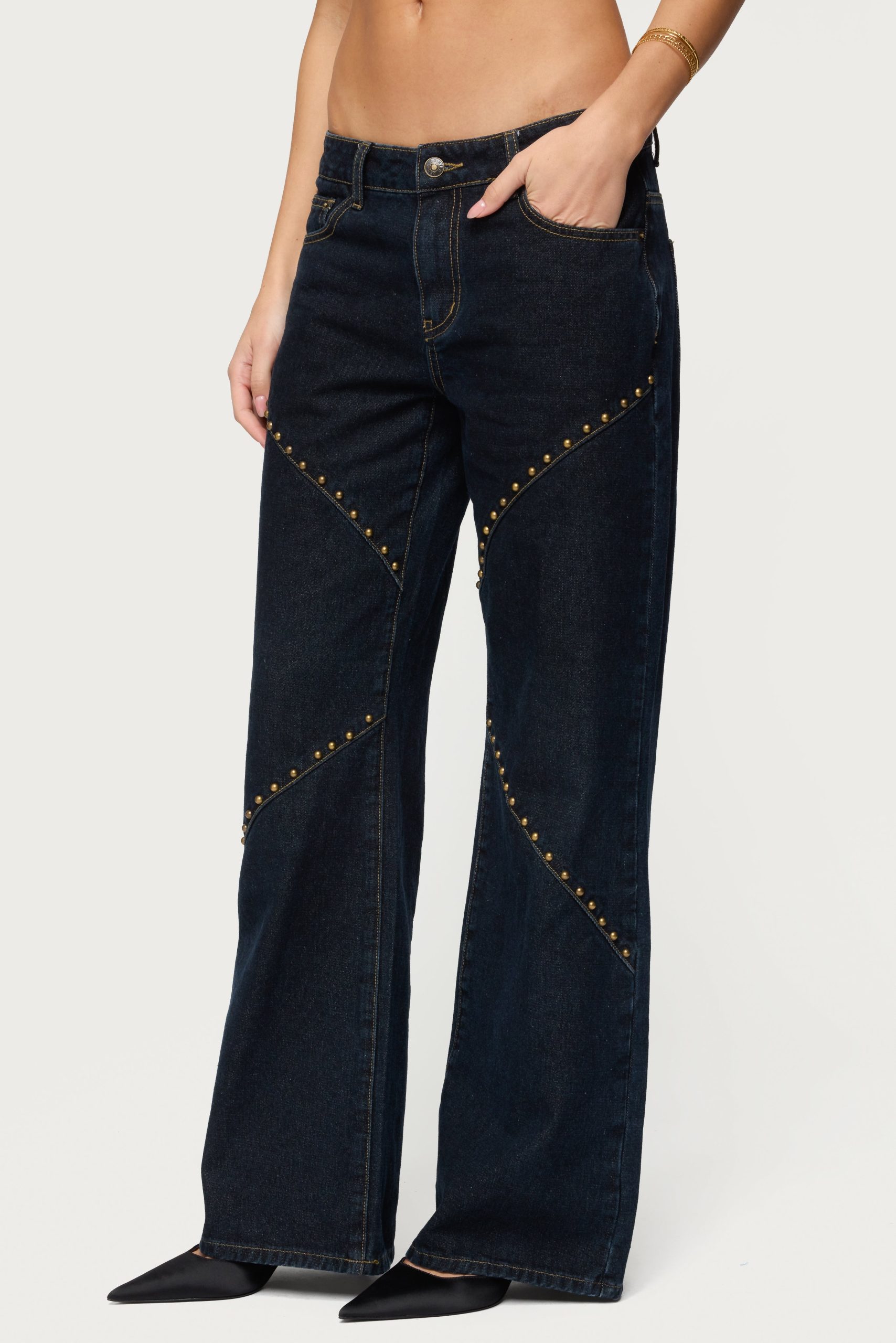 Charla Stud Low Rise Baggy Jeans - Image 4