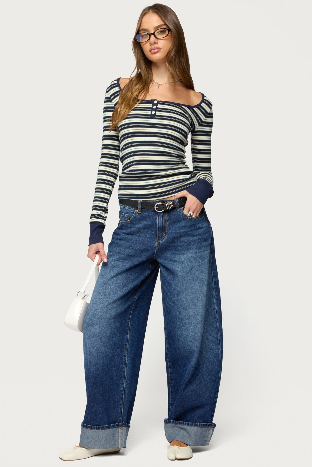 Jaida Striped Henley Top - Image 2