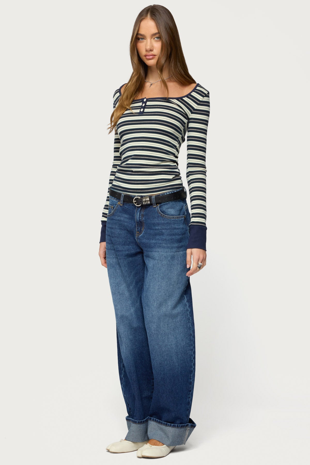 Jaida Striped Henley Top - Image 5