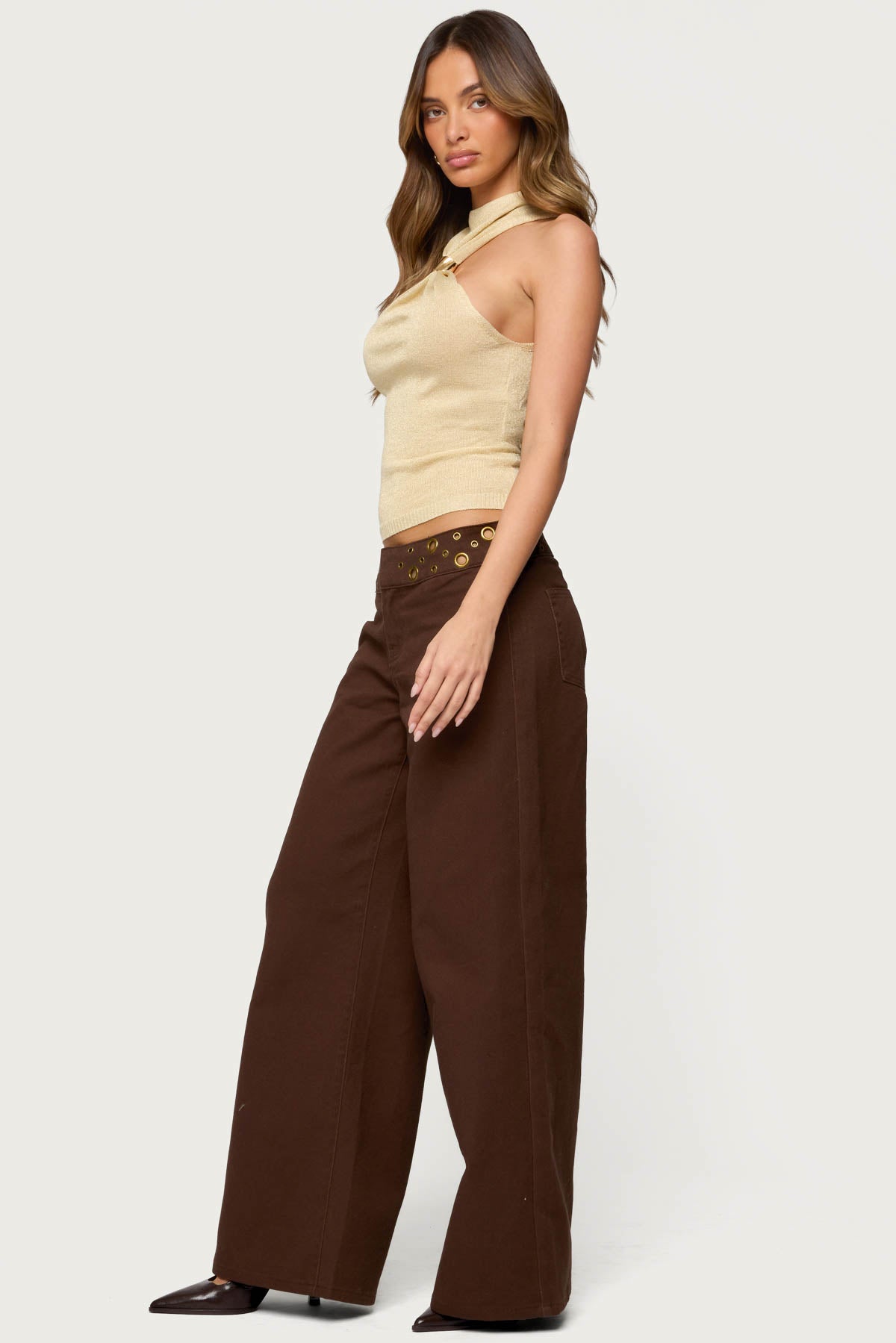 Nalia Gathered Ring Glitter Knit Top - Image 4