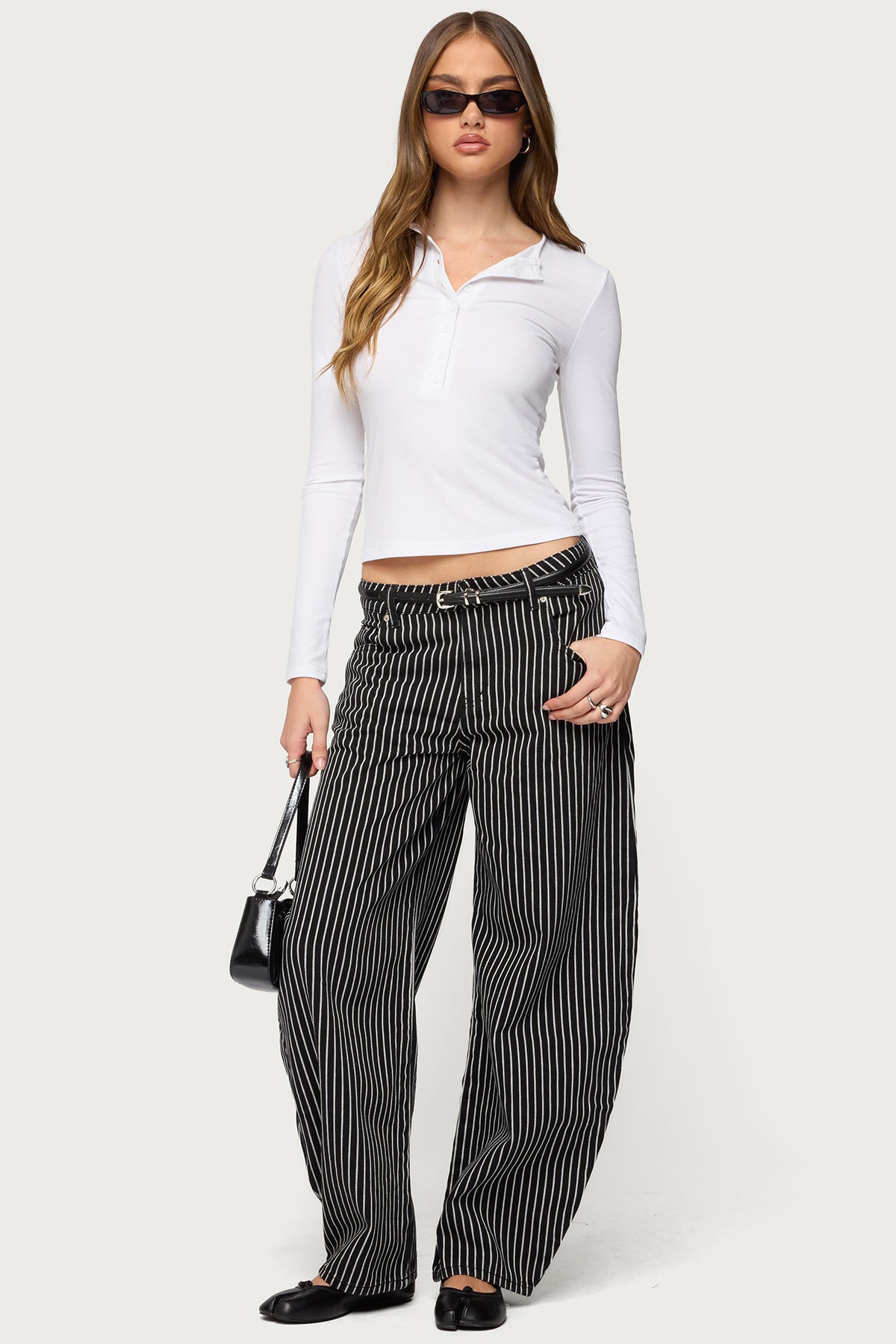 Jaelyn Ribbed Henley T Shirt - Image 2