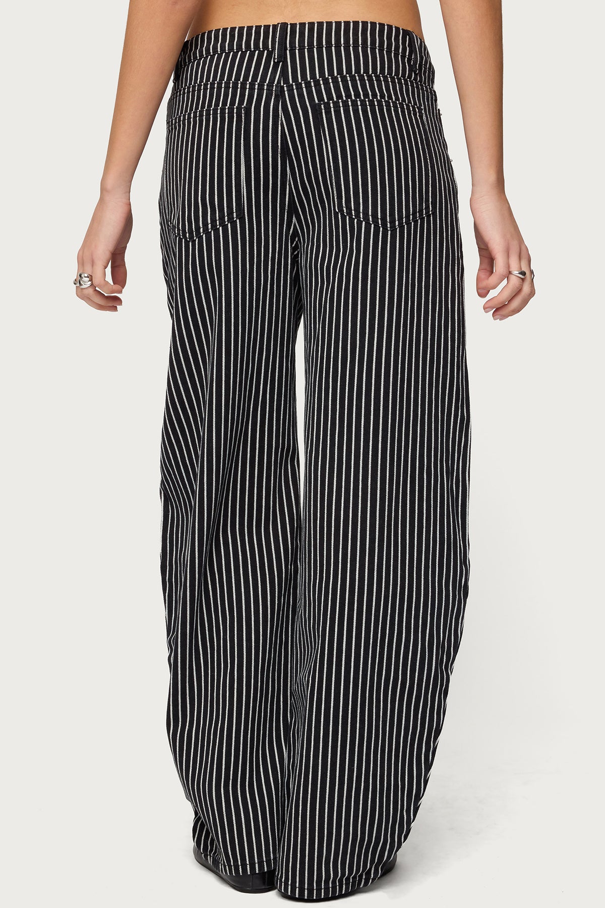 Pinstripe Low Rise Barrel Leg Jeans - Image 4