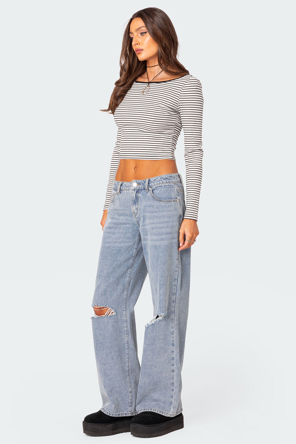 Debbie Distressed Low Rise Baggy Jeans - Image 5