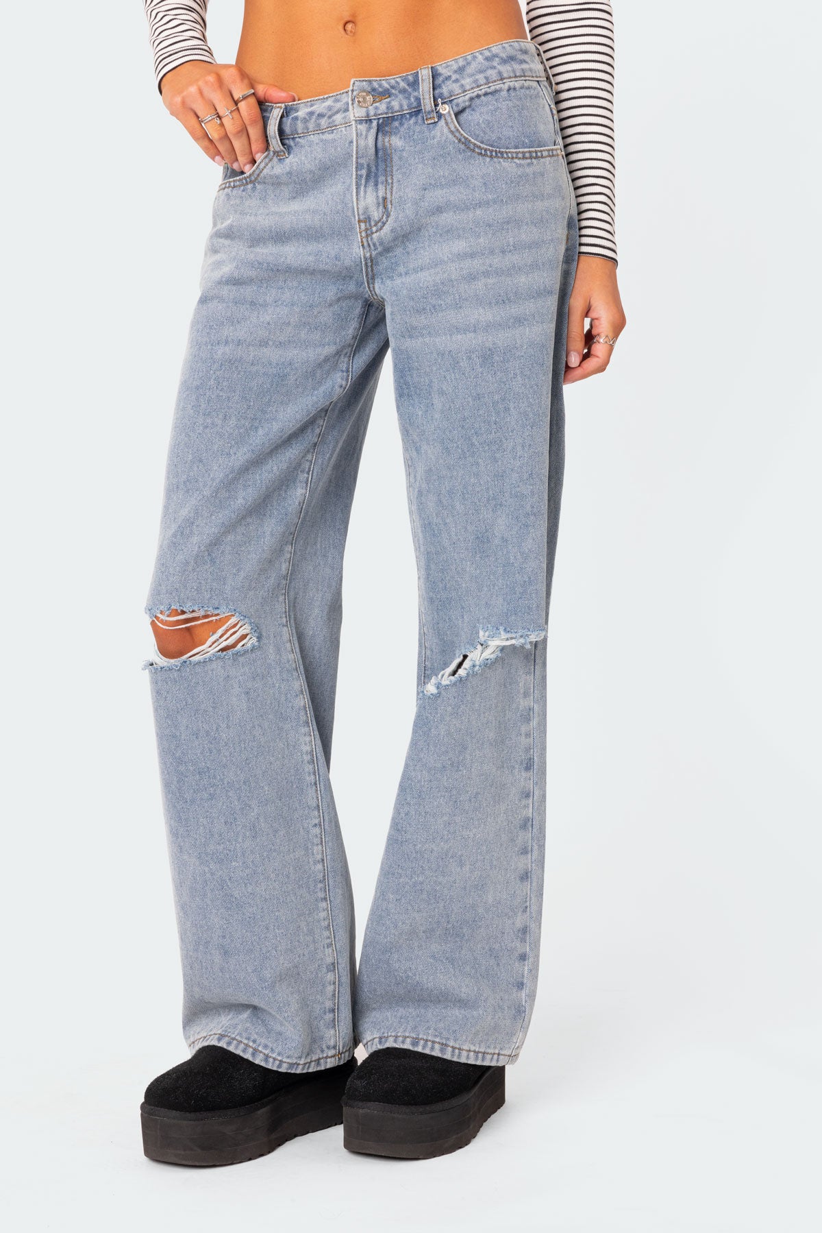 Debbie Distressed Low Rise Baggy Jeans - Image 2