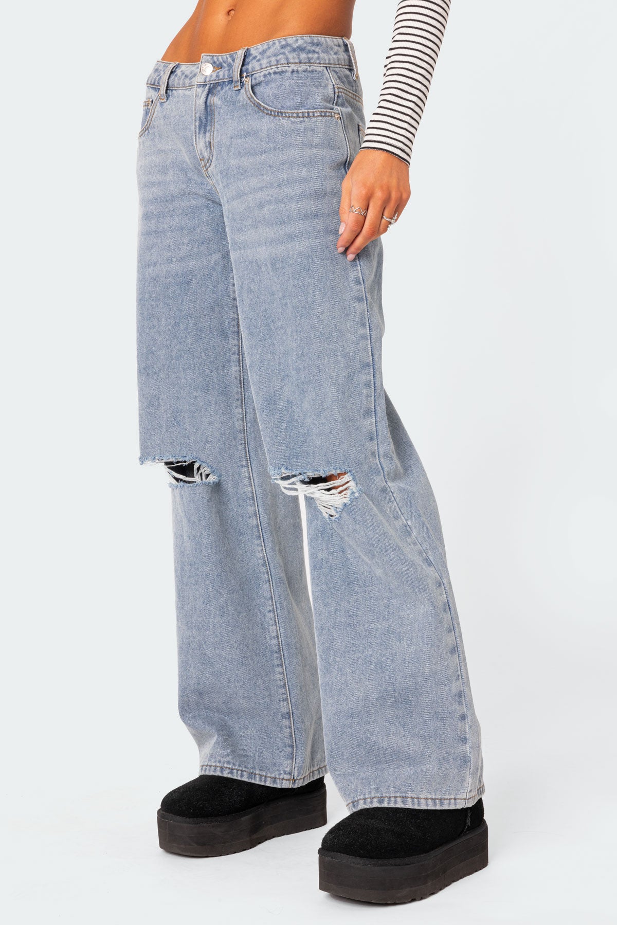 Debbie Distressed Low Rise Baggy Jeans - Image 3