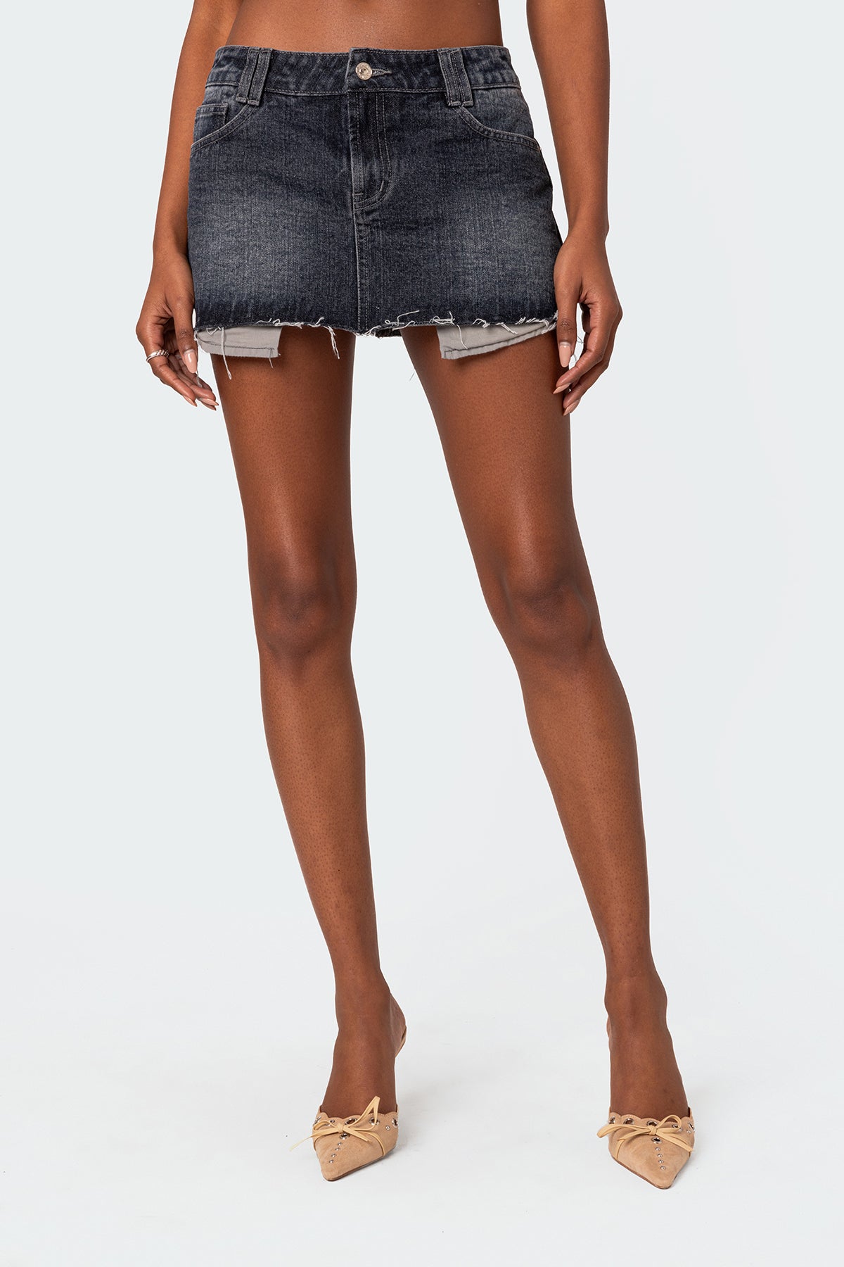 Washed Denim Mini Skirt - Image 2