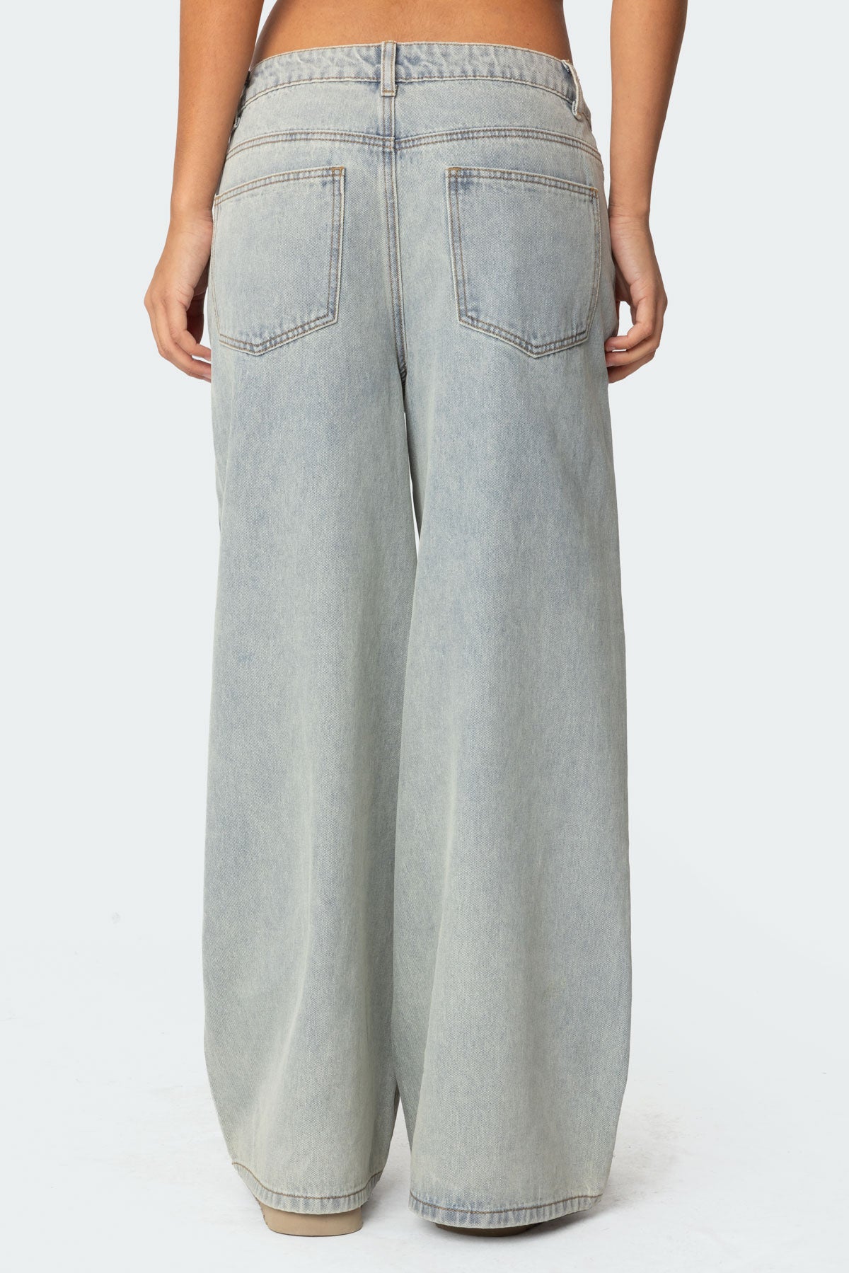 Side Stripe Washed Low Rise Baggy Jeans - Image 5