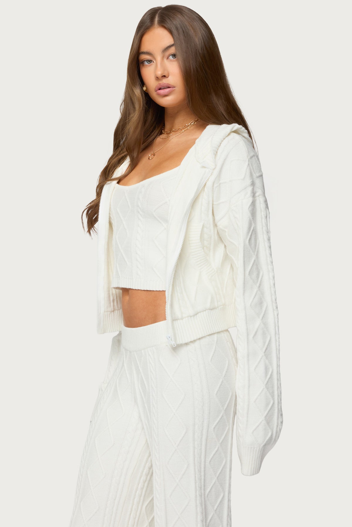 Louise Cable Knit Hooded Cardigan - Image 3