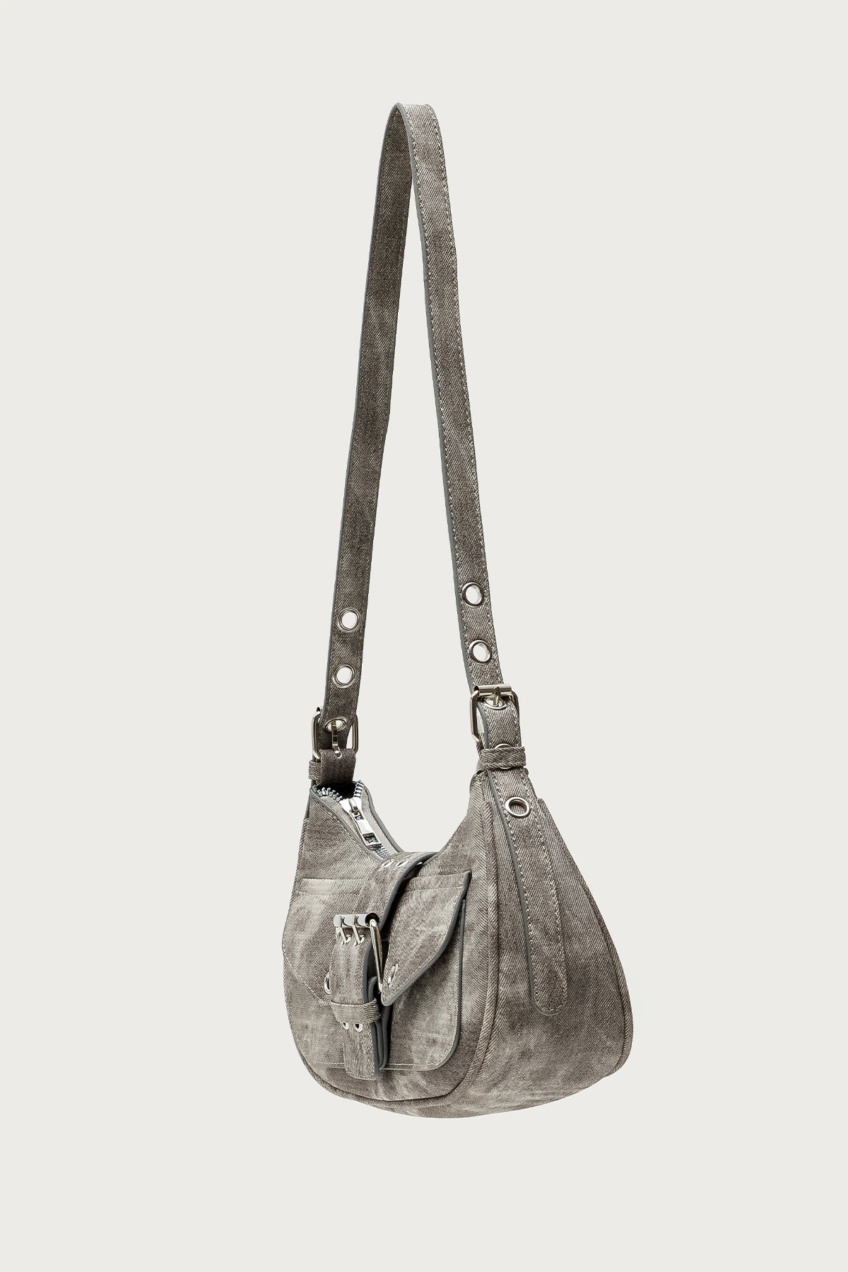 Washed Faux Leather Buckle Bag - Image 5