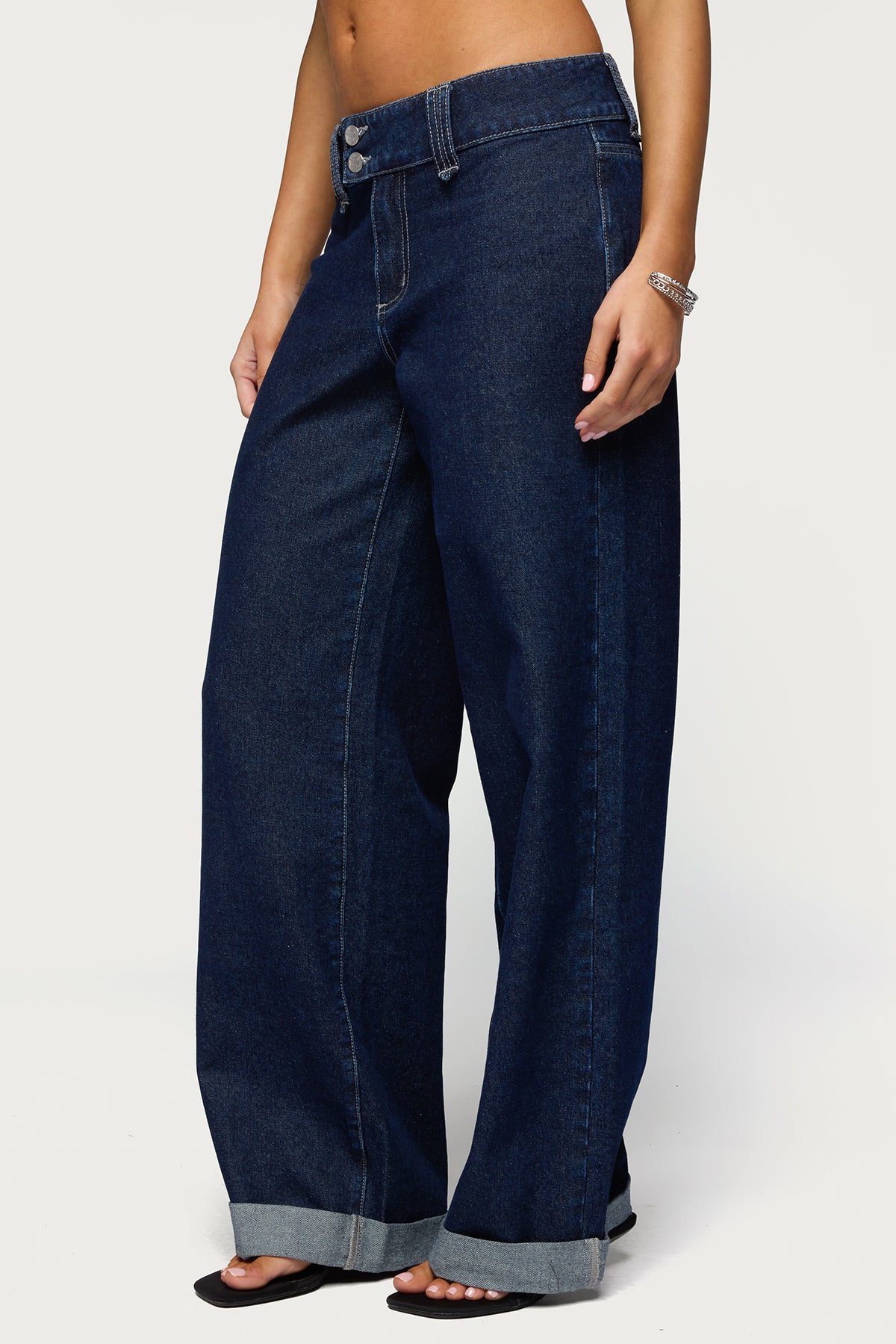 Cuffed Low Rise Straight Leg Jeans - Image 3