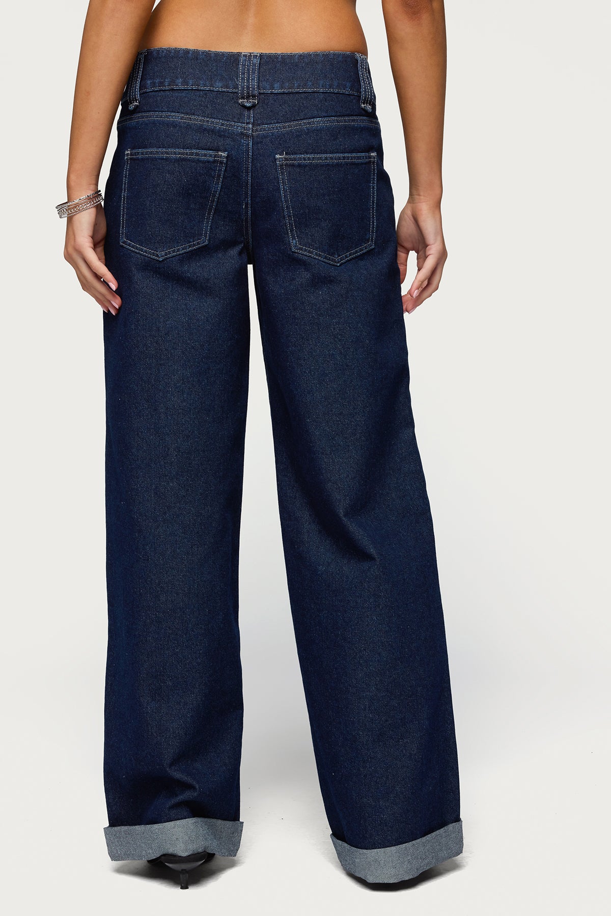 Cuffed Low Rise Straight Leg Jeans - Image 4