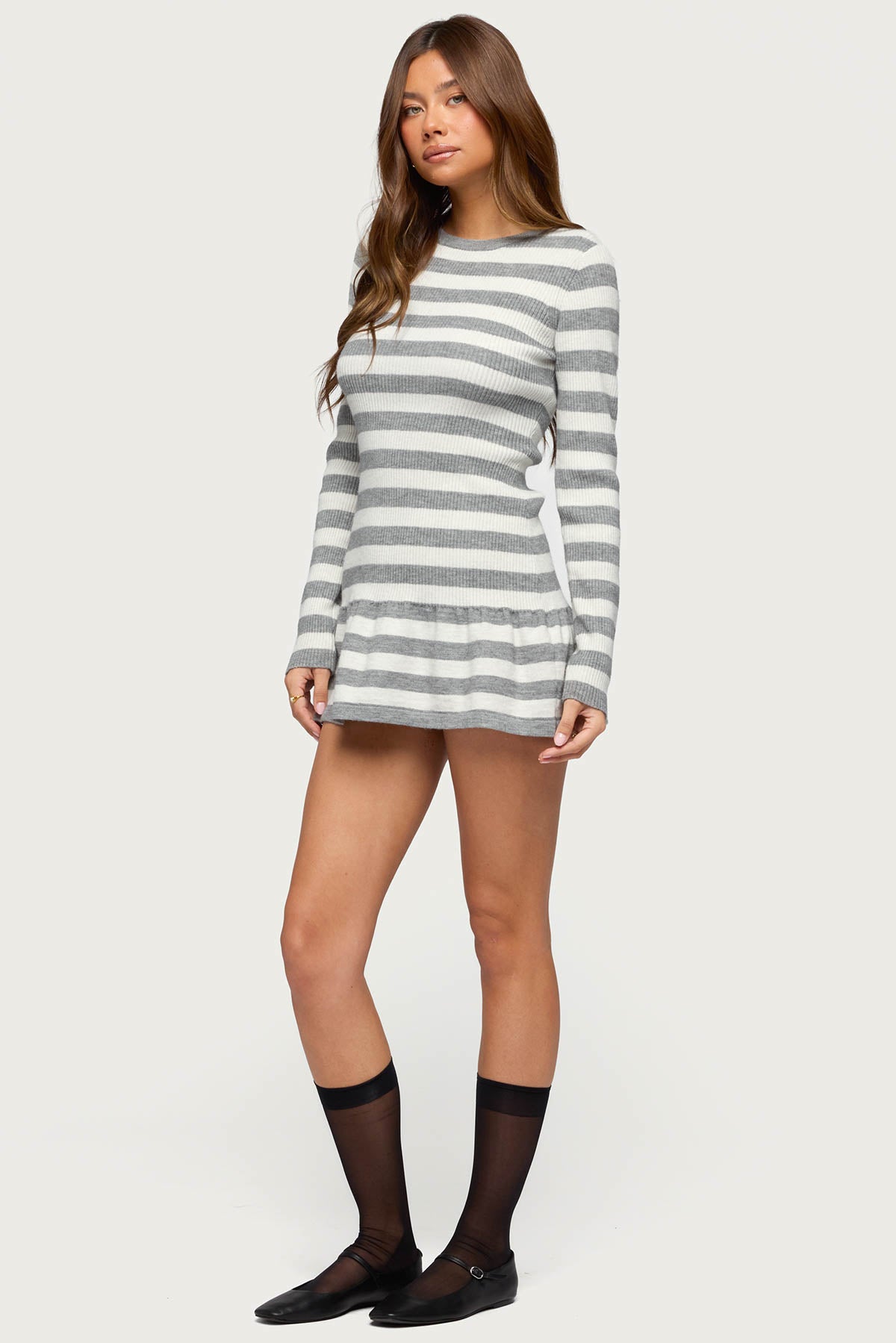 Caisyn Striped Ribbed Knit Mini Dress - Image 2