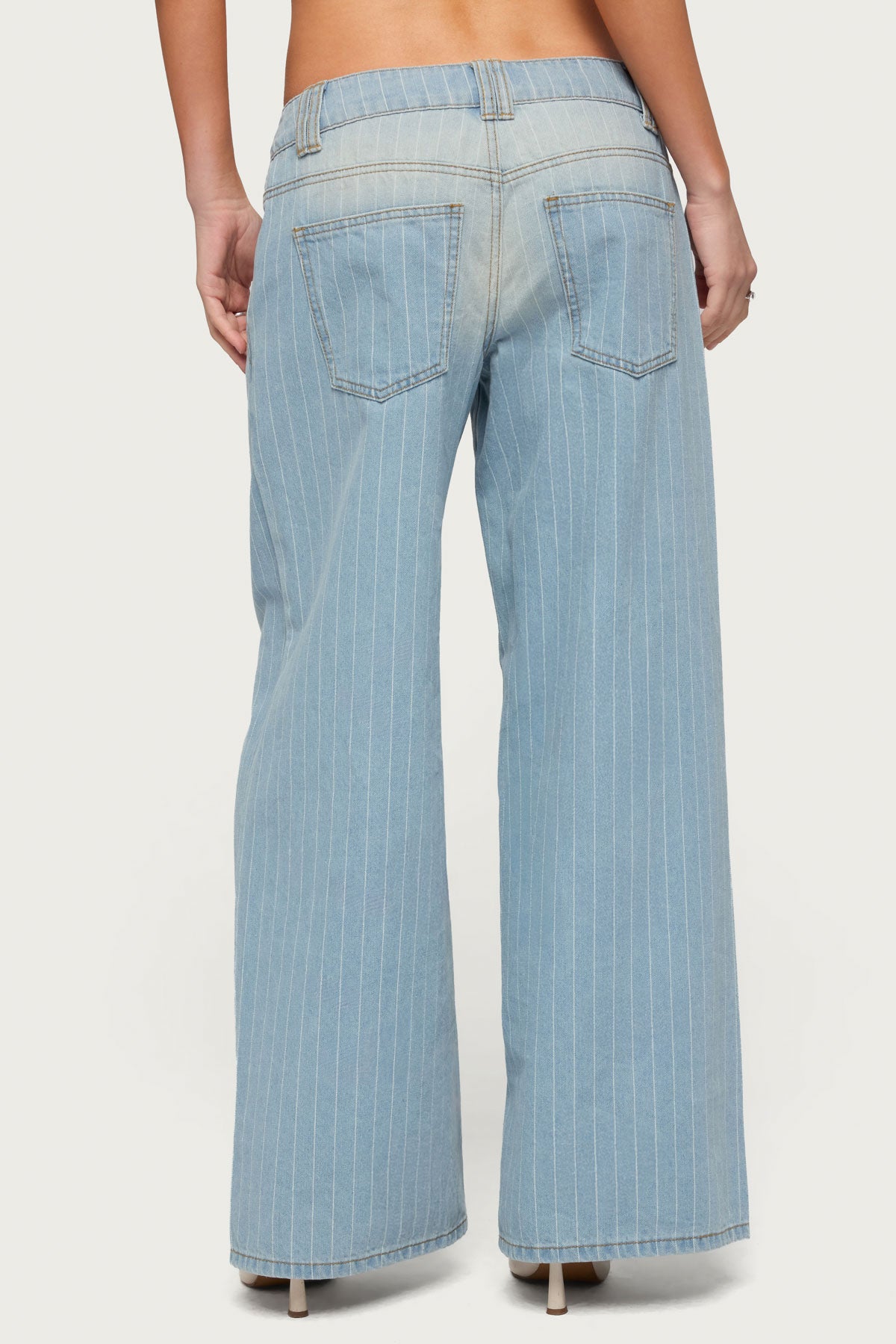 Petite Cory Striped Low Rise Baggy Jeans - Image 4