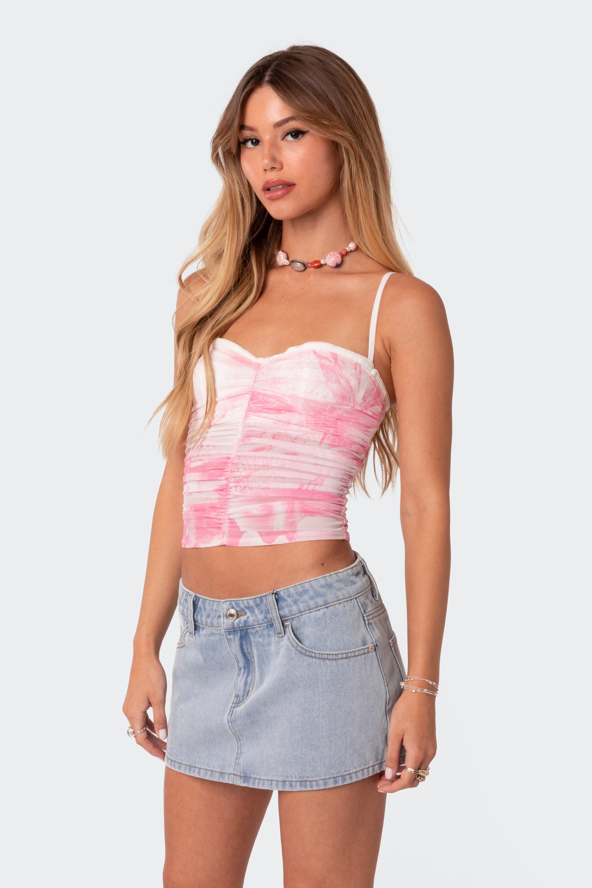 Evelyn Printed Mesh Bra Top - Image 3