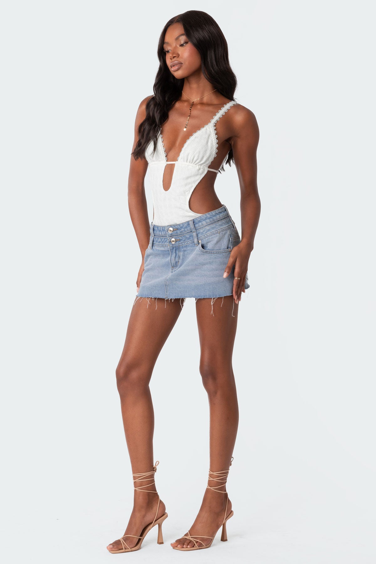 Textured Cut Out Bodysuit - Image 4