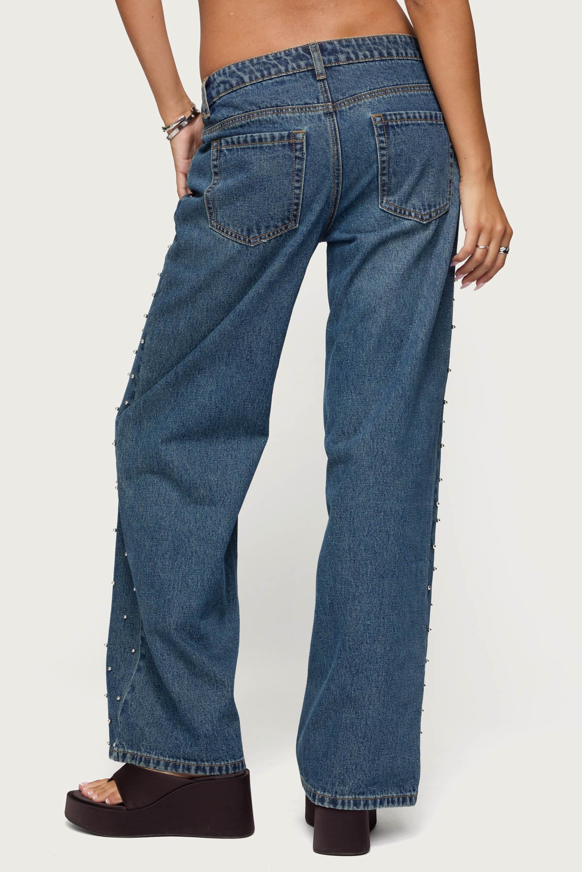 Esmay Studded Low Rise Baggy Jeans - Image 5