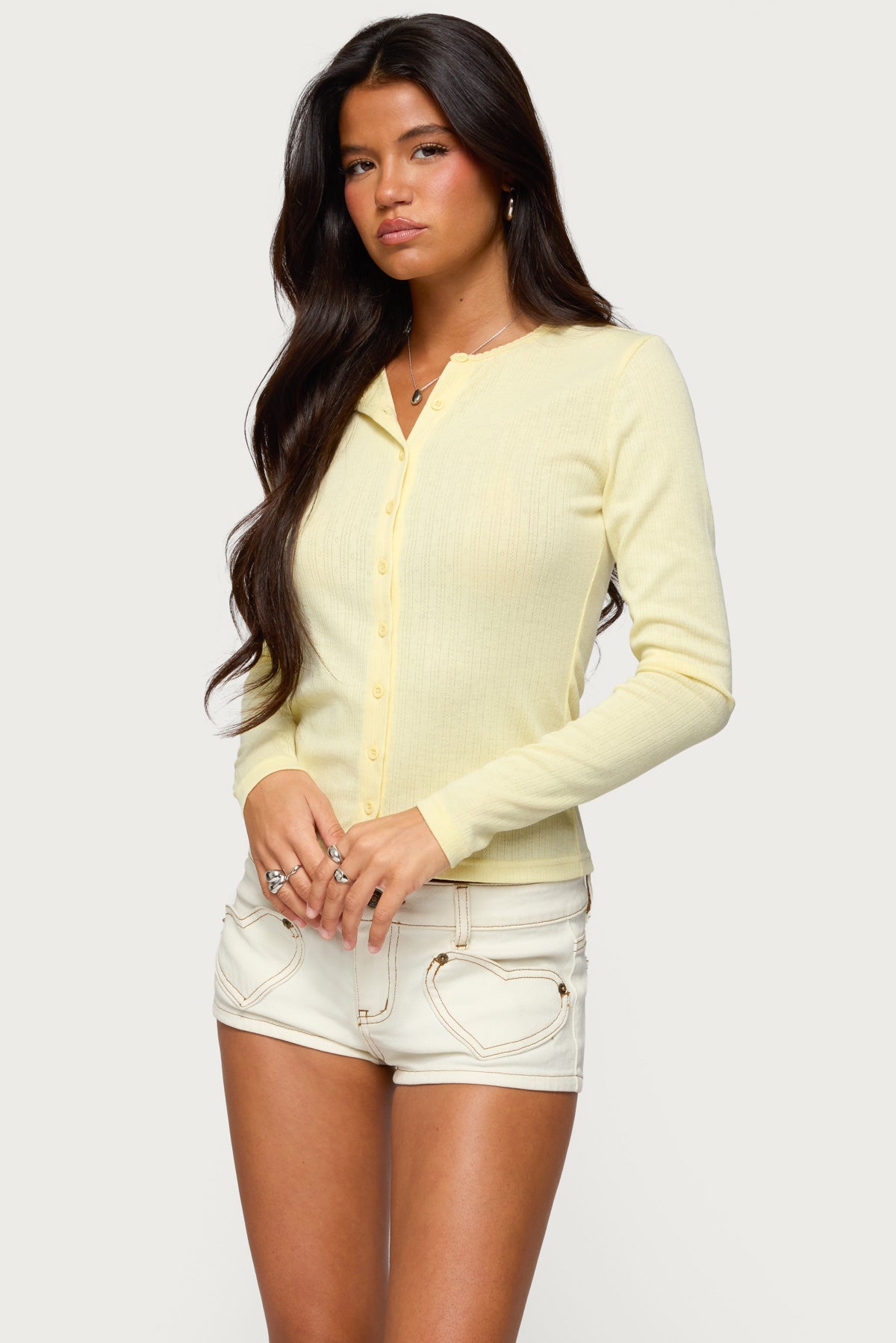 Maeva Button Up Pointelle Top - Image 3