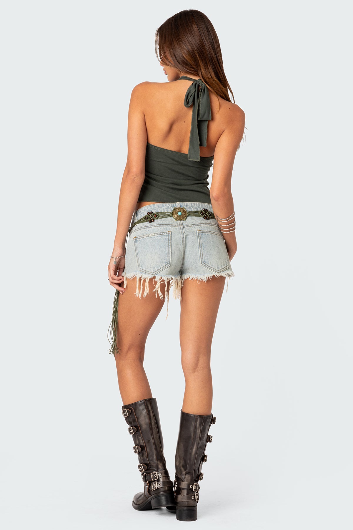 Frayed Vintage Washed Denim Shorts - Image 5