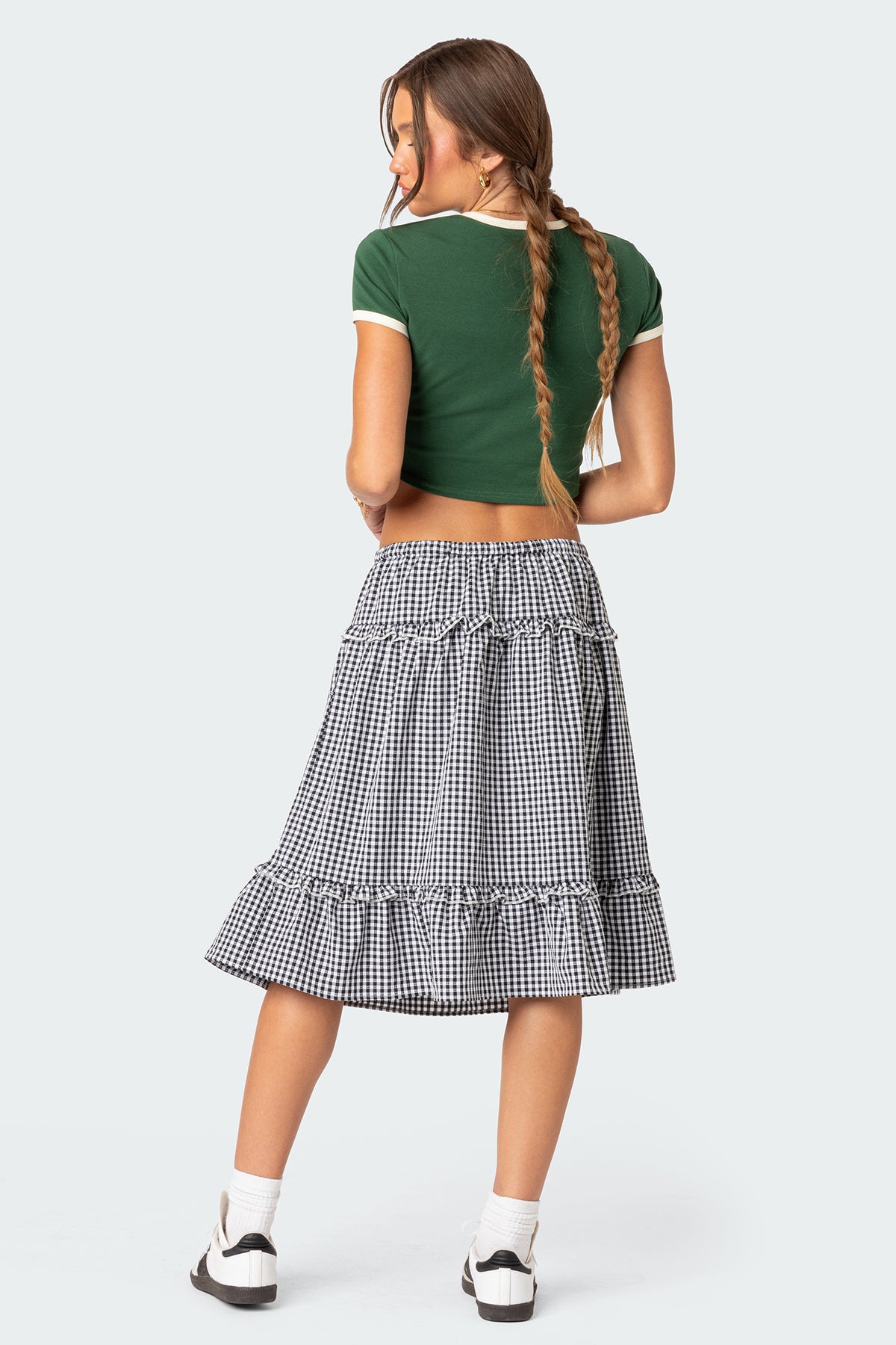 Plaid Tiered Midi Skirt - Image 4