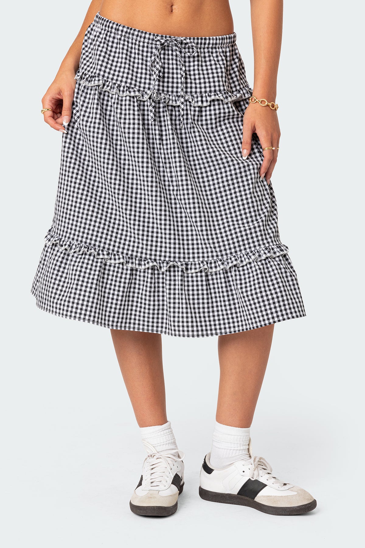 Plaid Tiered Midi Skirt - Image 2