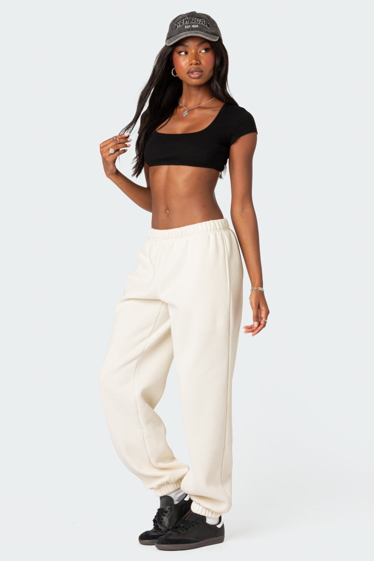 Square Neck Ribbed Crop Top - Image 2
