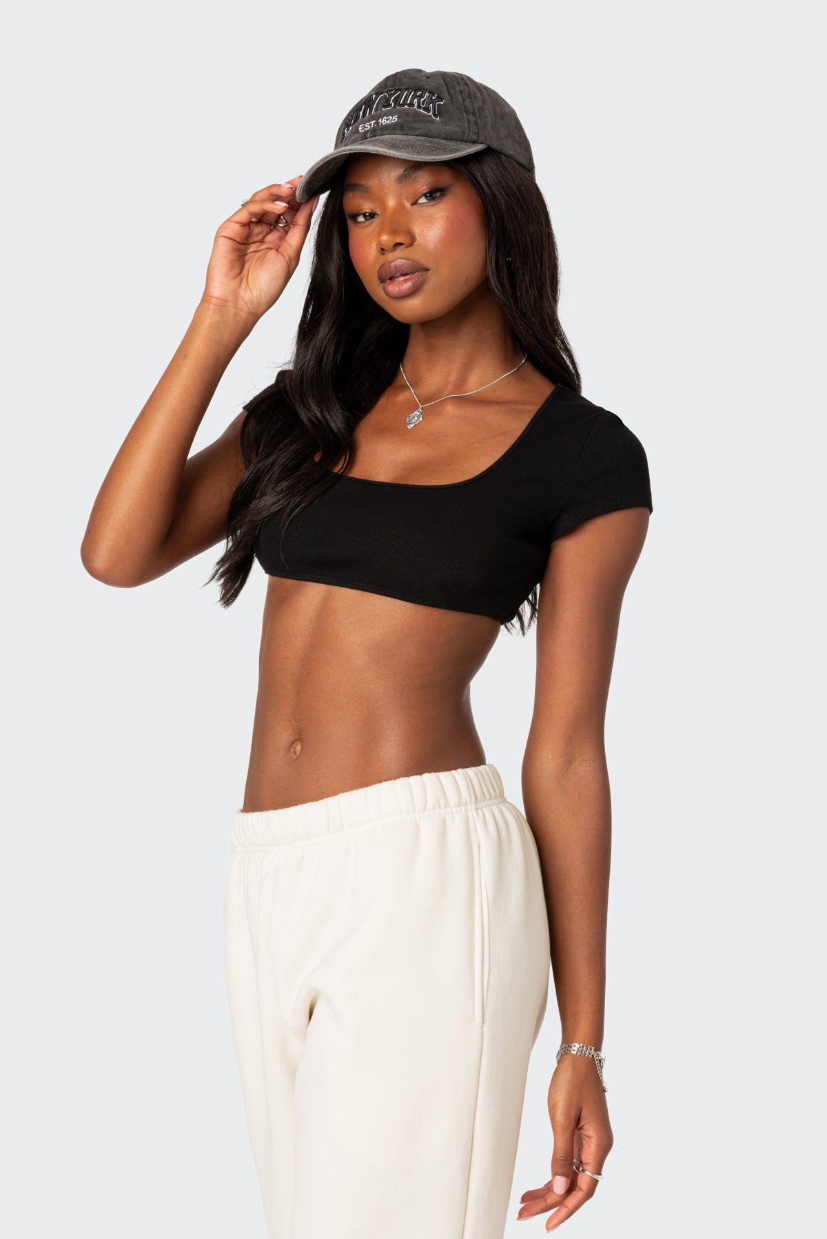 Square Neck Ribbed Crop Top - Image 3