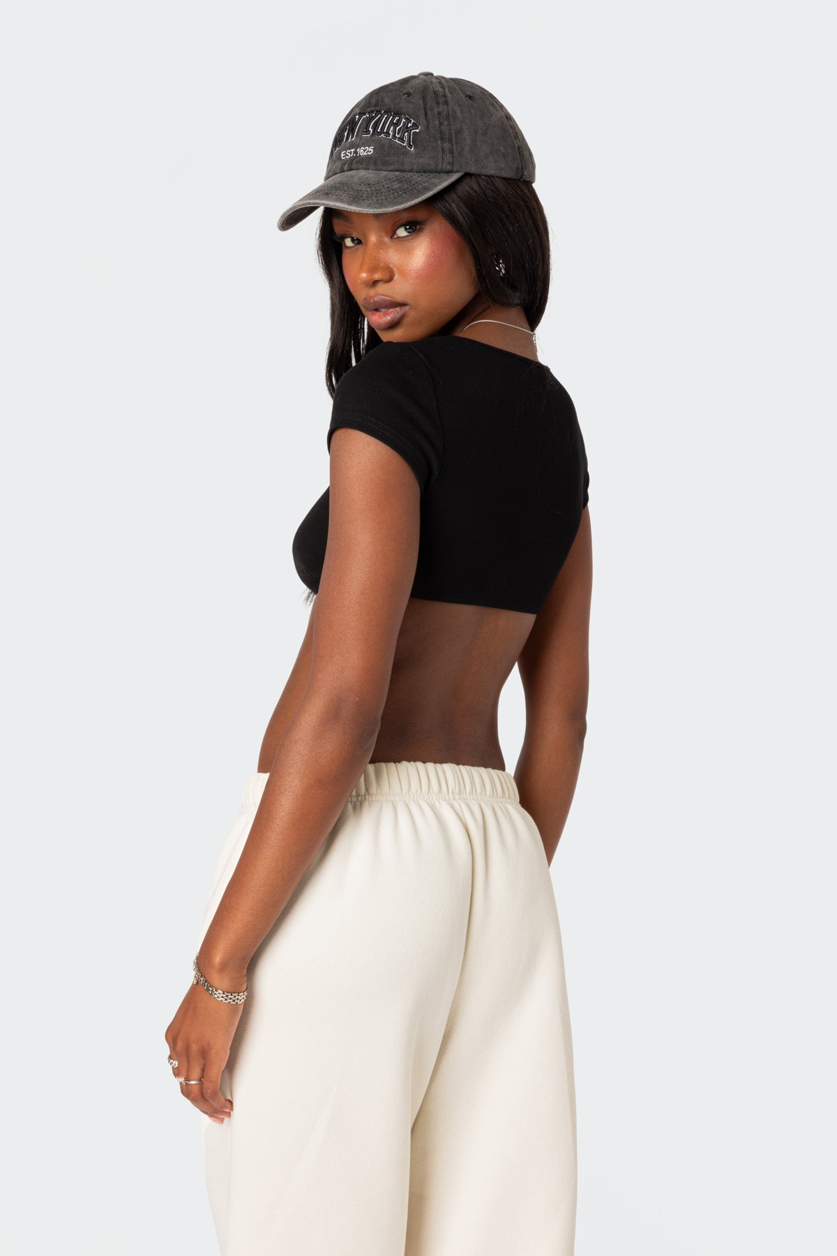 Square Neck Ribbed Crop Top - Image 4