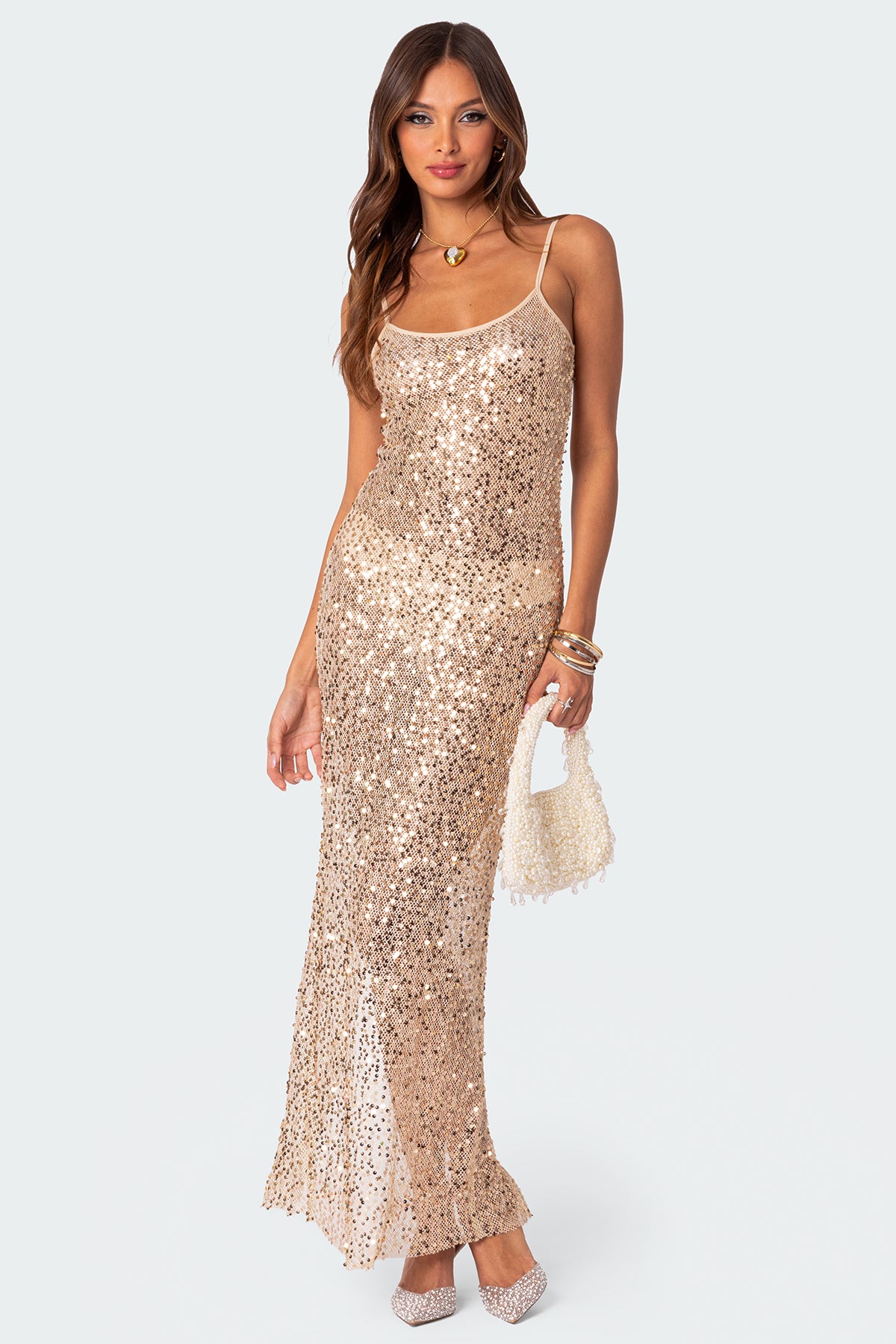 Sequin Sheer Mesh Maxi Dress - Image 5