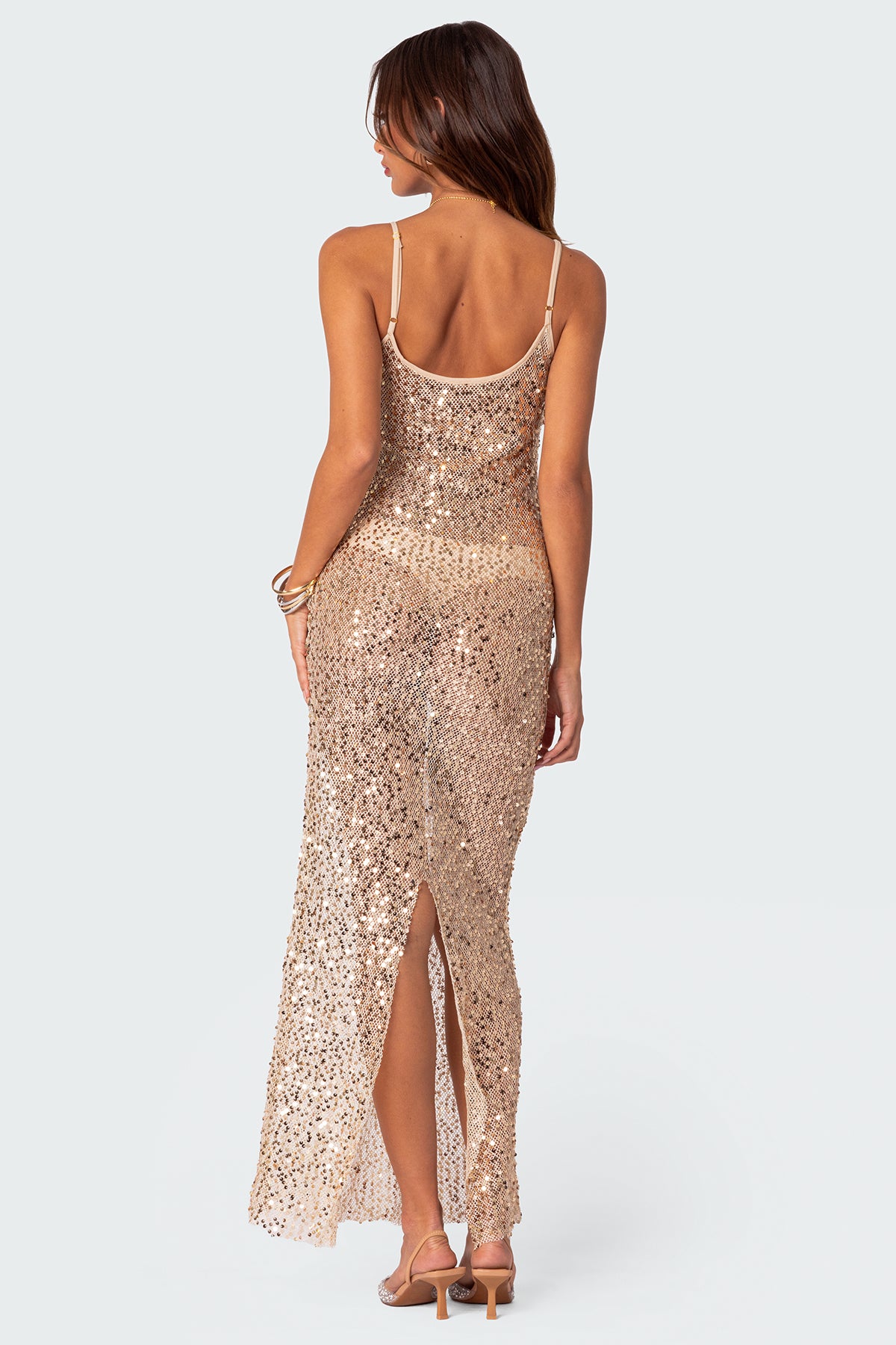 Sequin Sheer Mesh Maxi Dress - Image 4