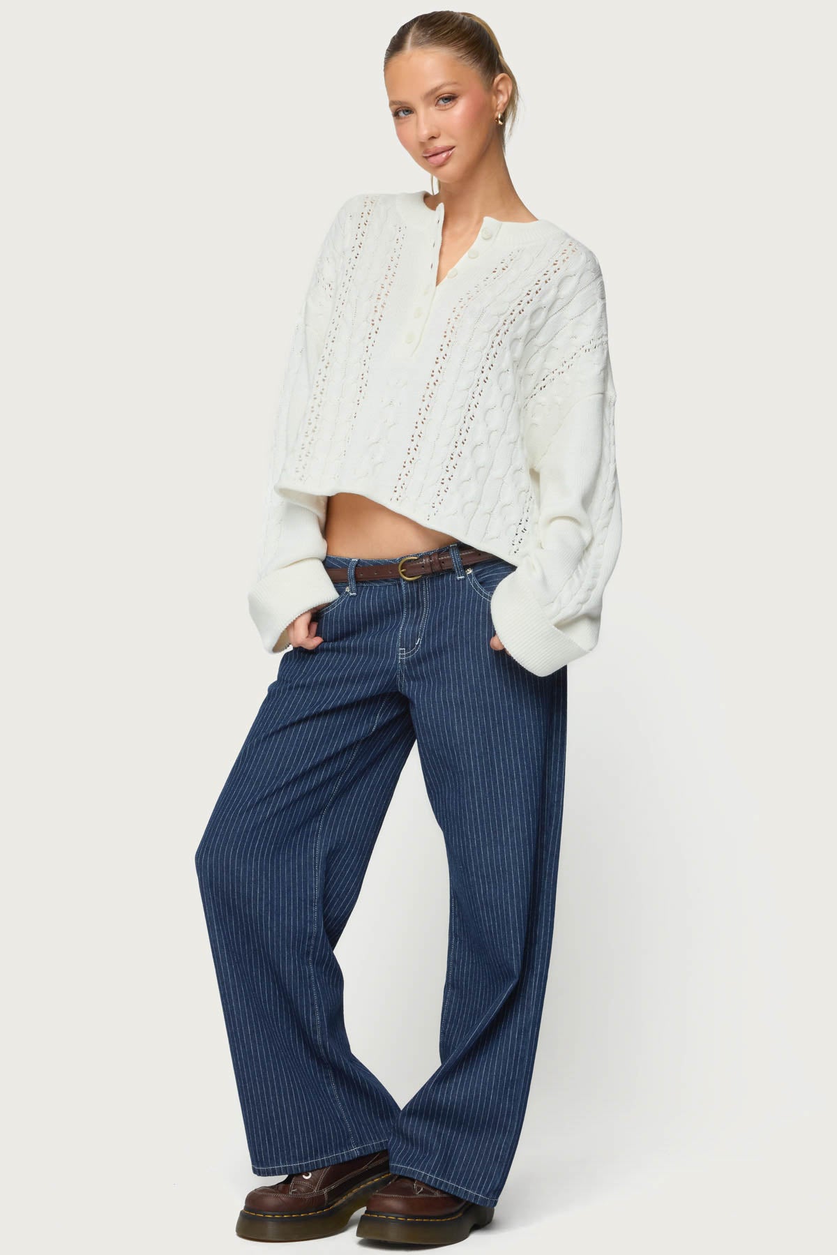 Marianna Button Cable Knit Sweater - Image 4