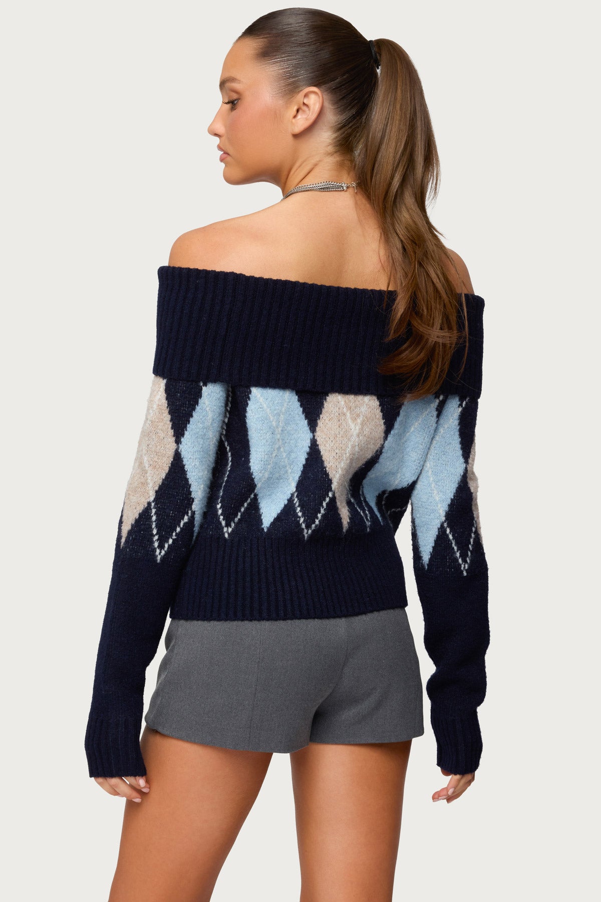 Jakarie Argyle Foldover Sweater - Image 5