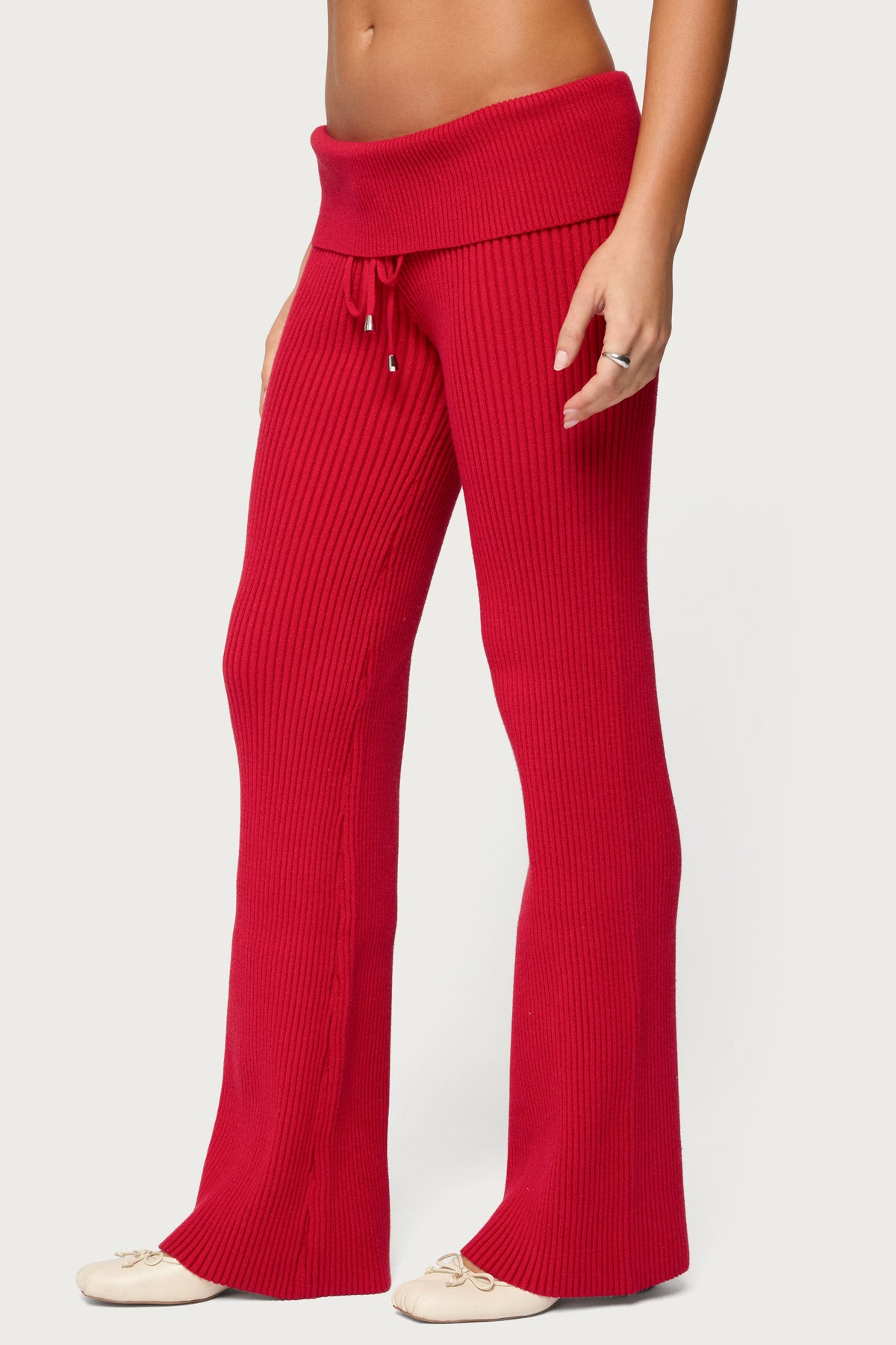 Adannah Foldover Ribbed Knit Pants - Image 3
