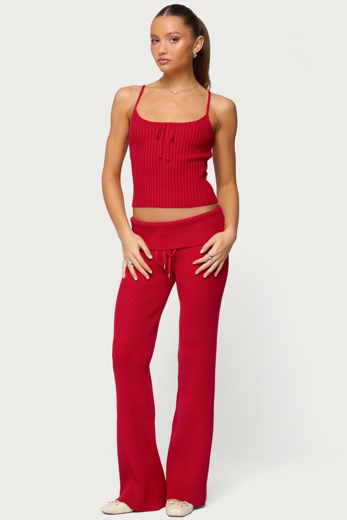 Adannah Tie Ribbed Knit Tank Top - Image 5