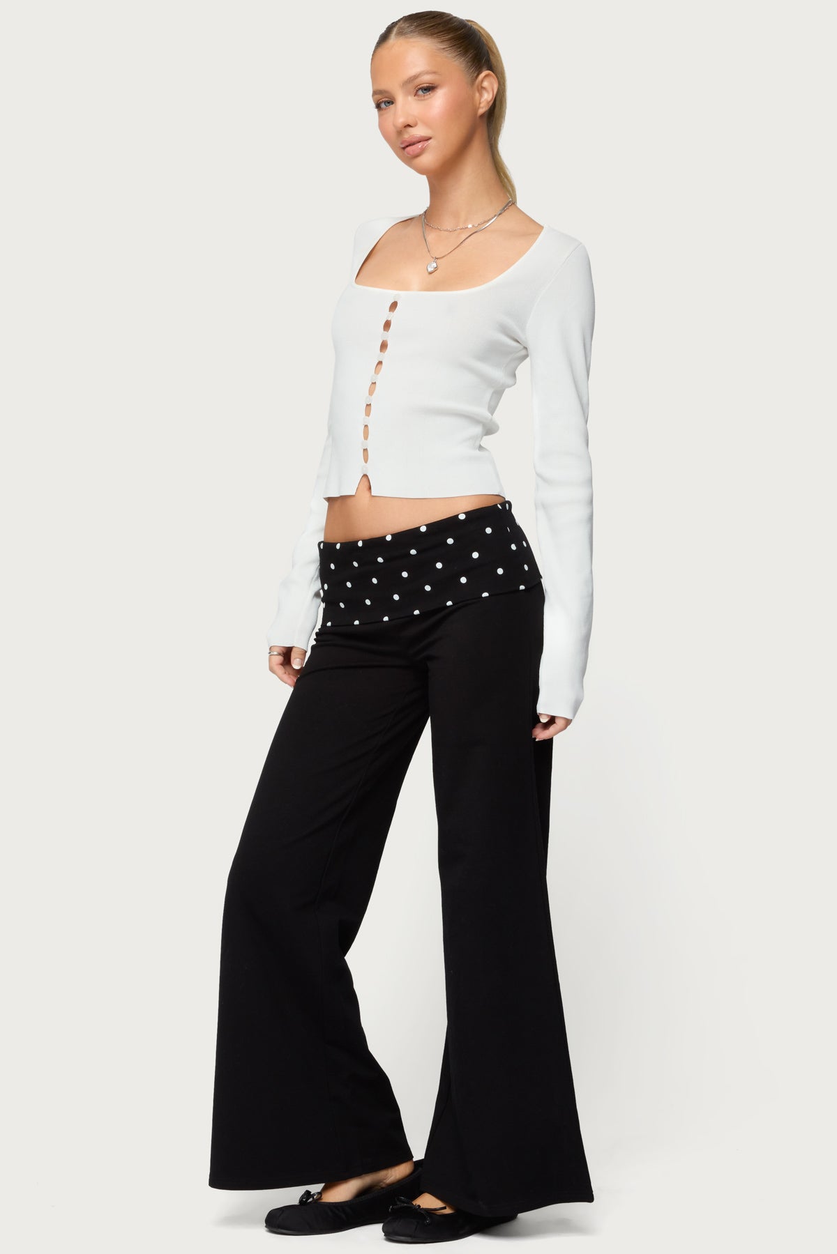 Deane Button Cutout Square Neck Top - Image 4