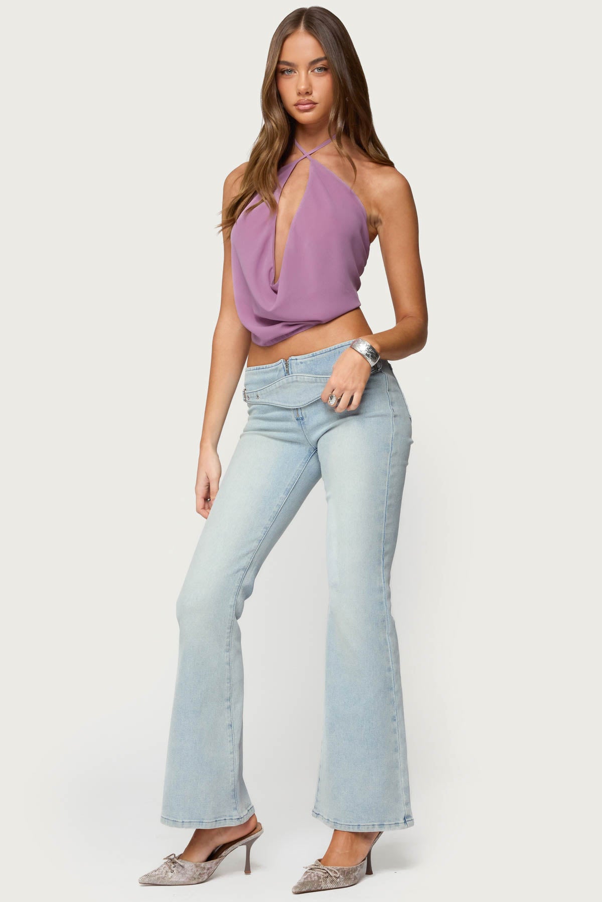 Chiffon Backless Cowl Neck Top - Image 4