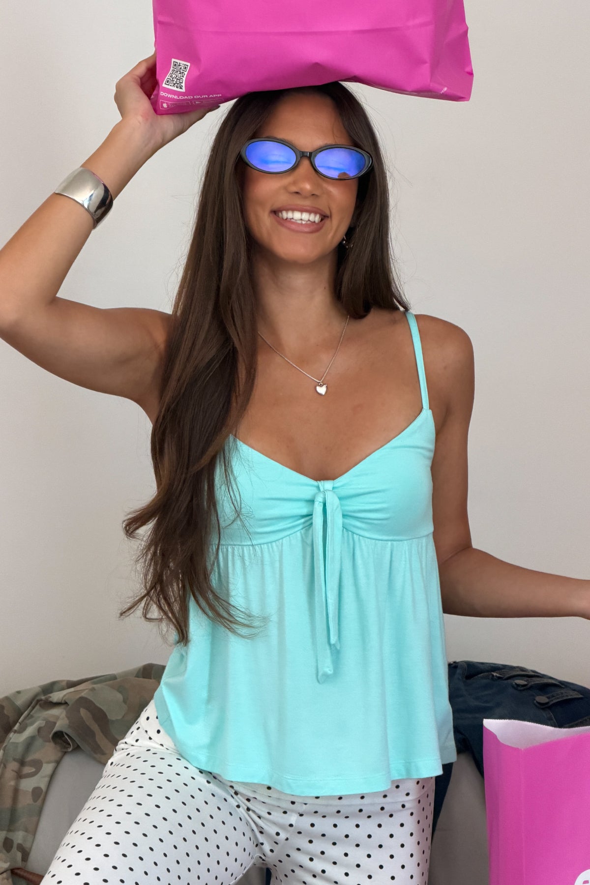Michey Tie Front Babydoll Tank Top - Image 7