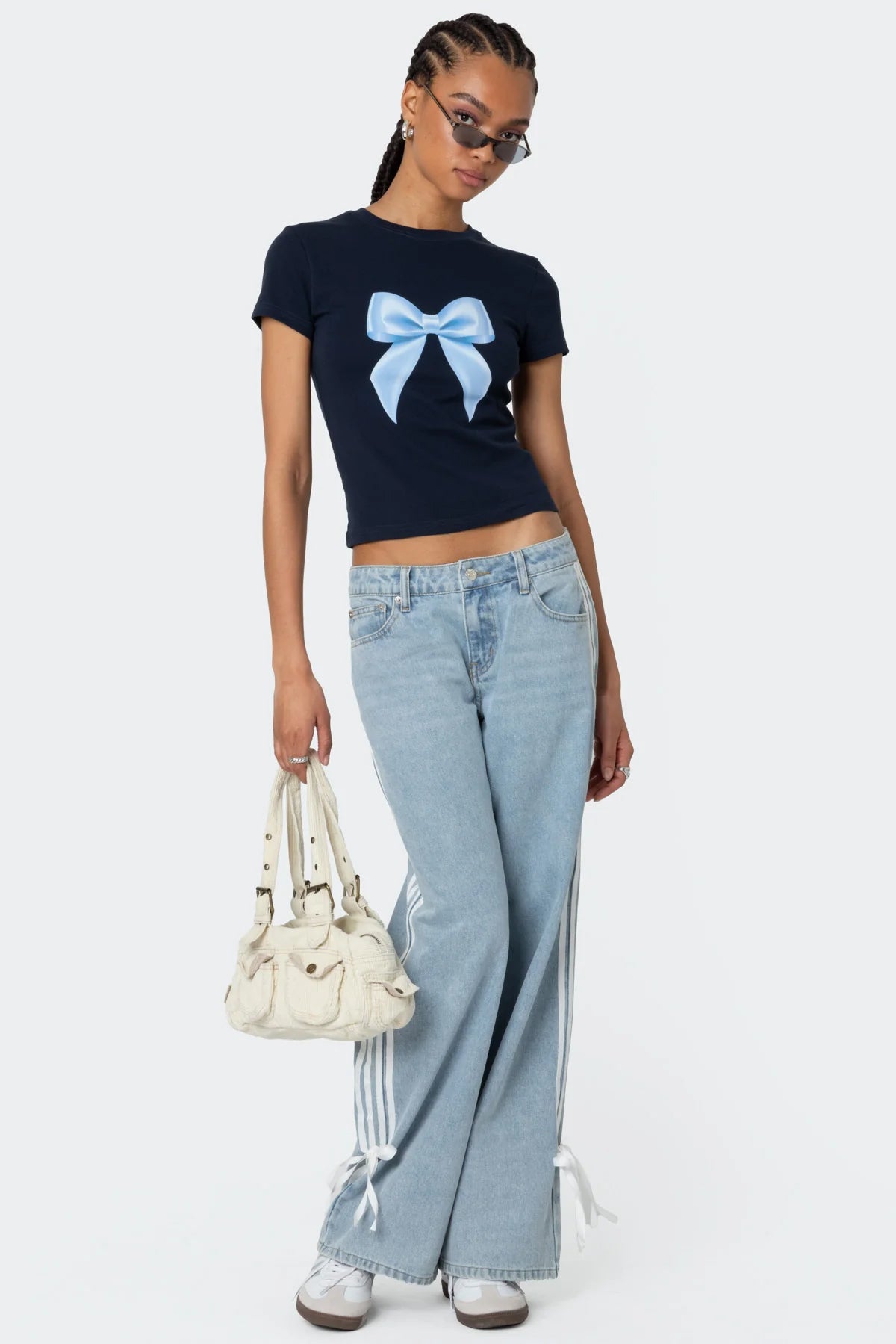 Ribbon Washed Low Rise Baggy Jeans - Image 5