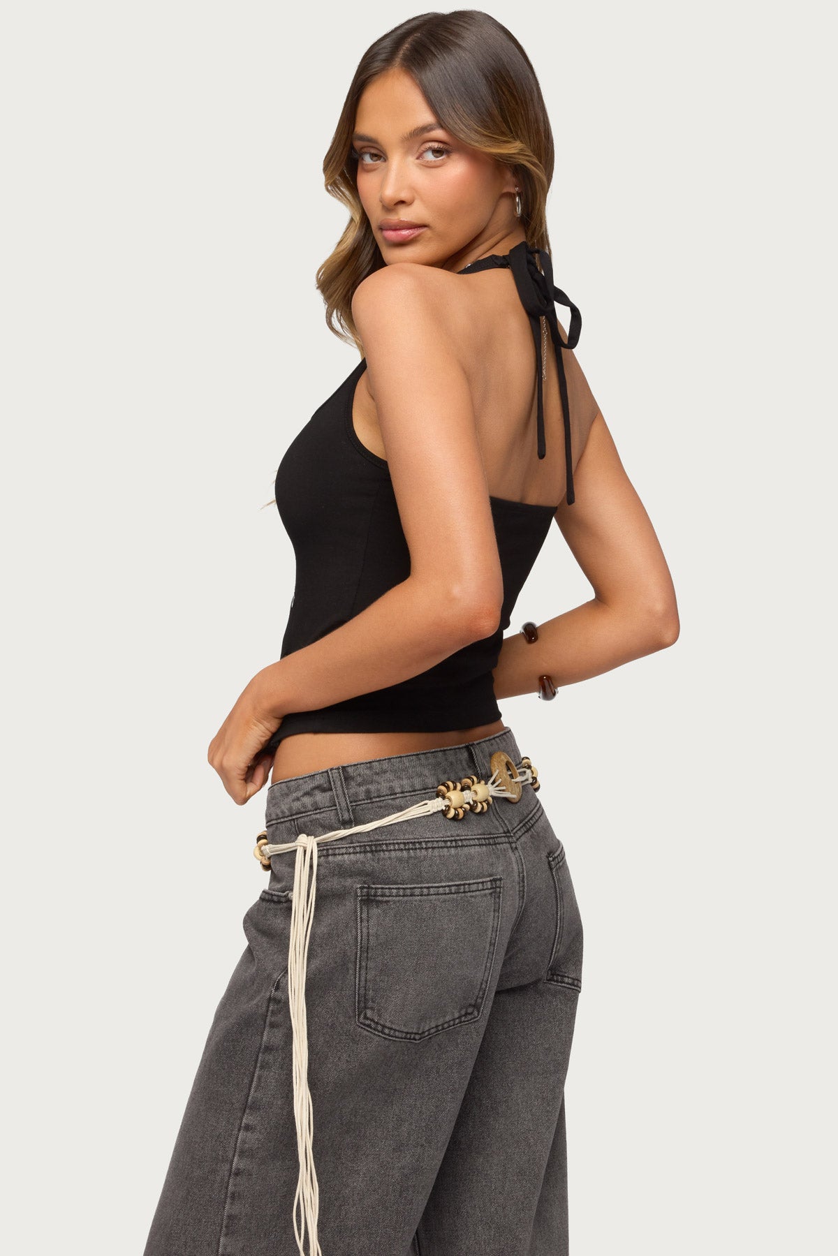 Asymmetric Button Up Halter Top - Image 5