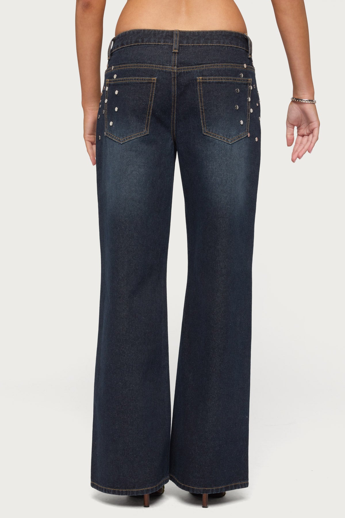 Spiral Studded Low Rise Baggy Jeans - Image 4