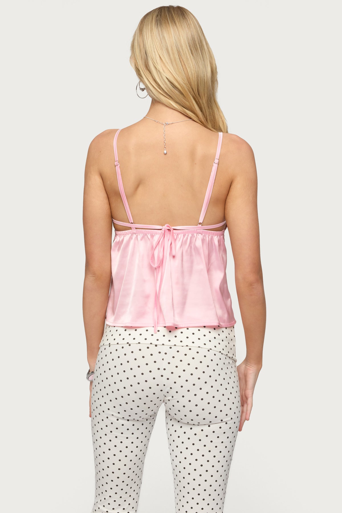 Blanca Satin Effect Lace Trim Tank Top - Image 5