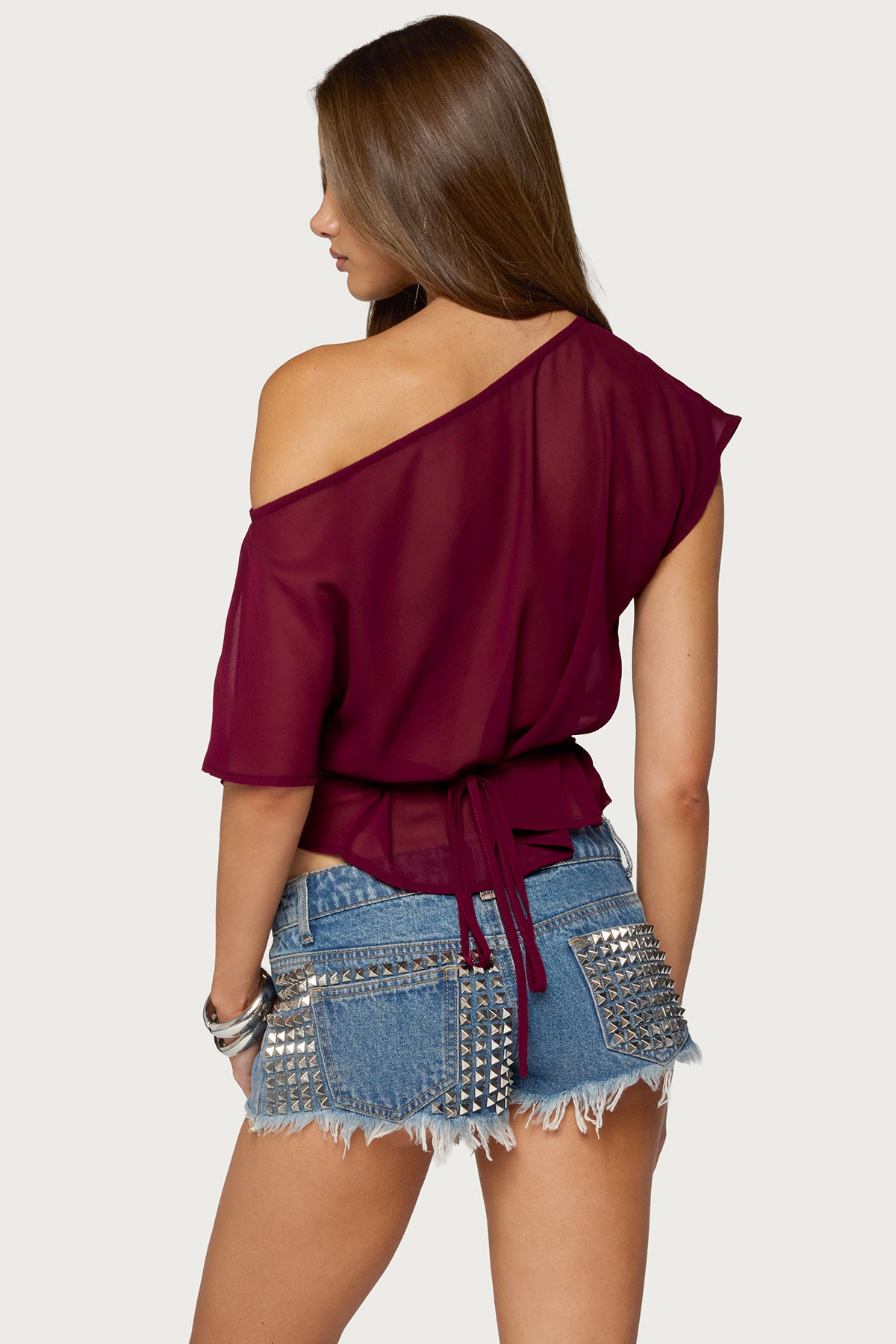 Noria Sheer Chiffon Off Shoulder Top - Image 5