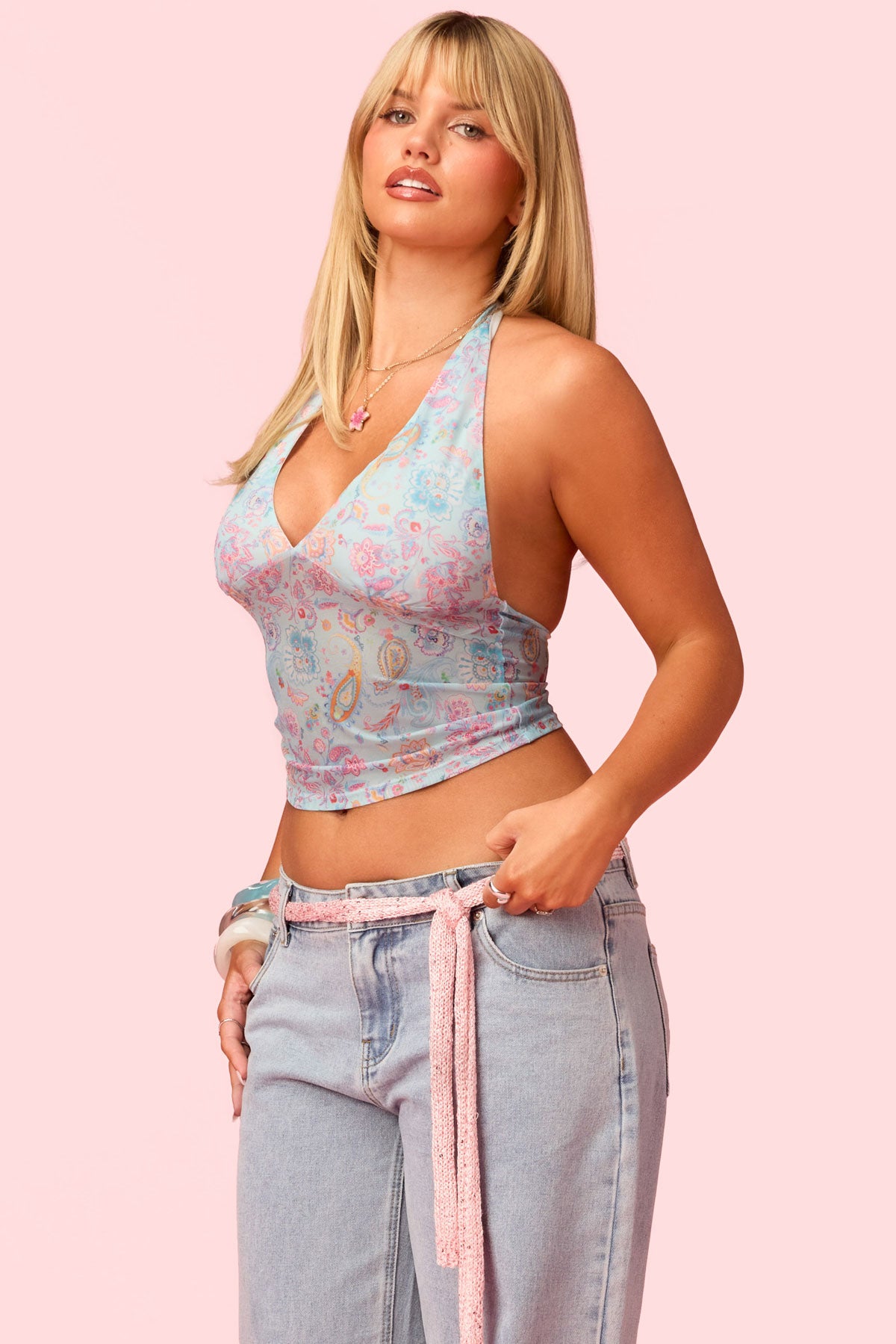 Barbie™ Fever Paisley Mesh Halter Top - Image 3