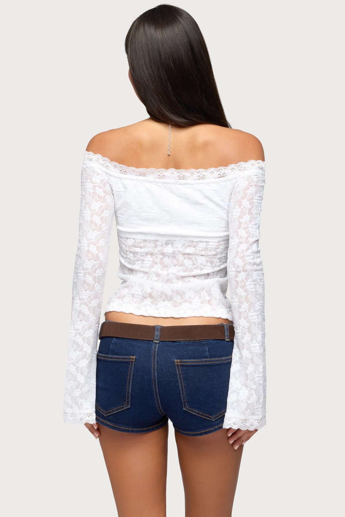 Built In Bra Off Shoulder Lace Top - Image 4
